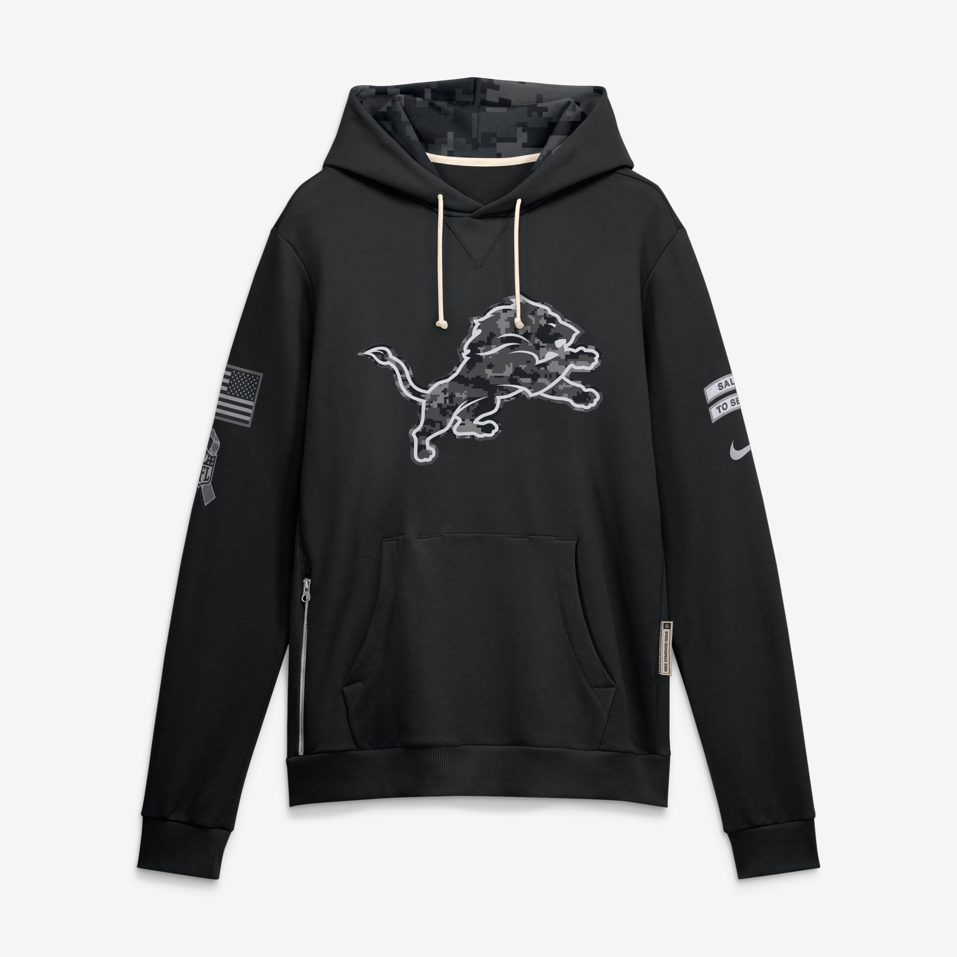 Sweat à capuche Nike Detroit Lions 2026 Salute to Service Sideline Dri-FIT noir pour homme