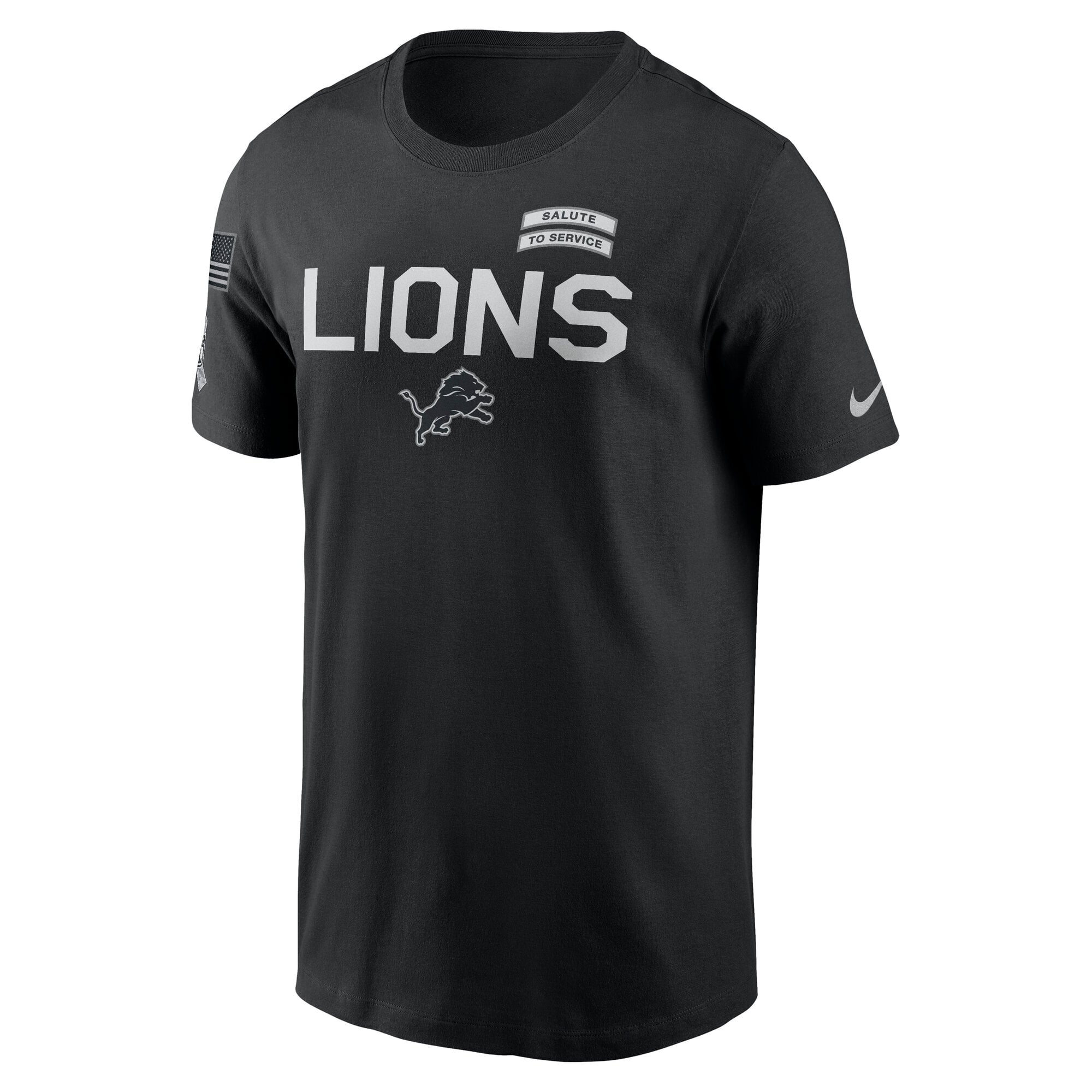 T-shirt Nike Dri-FIT noir pour homme Detroit Lions 2026 Salute to Service Sideline
