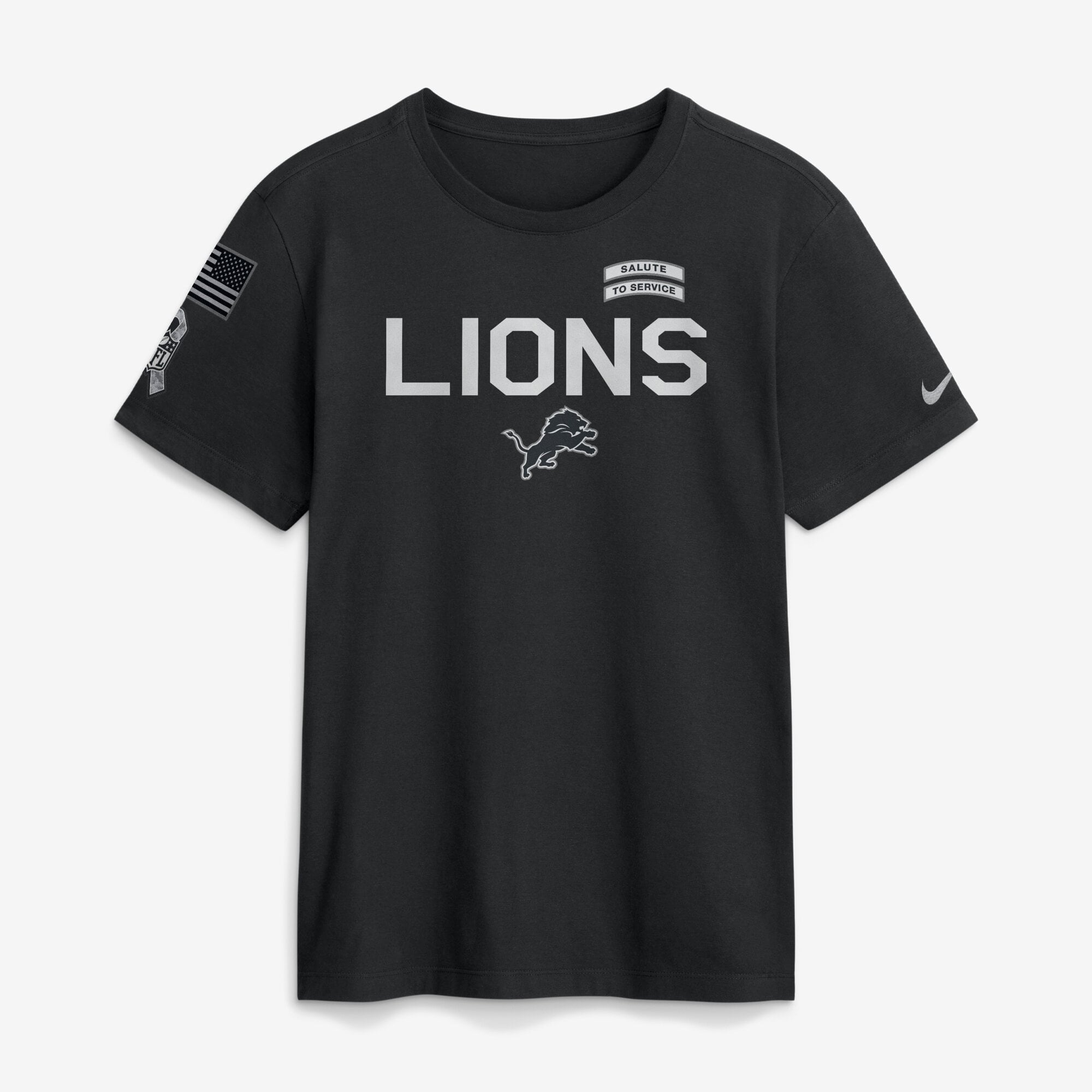 T-shirt Nike Dri-FIT noir pour homme Detroit Lions 2026 Salute to Service Sideline