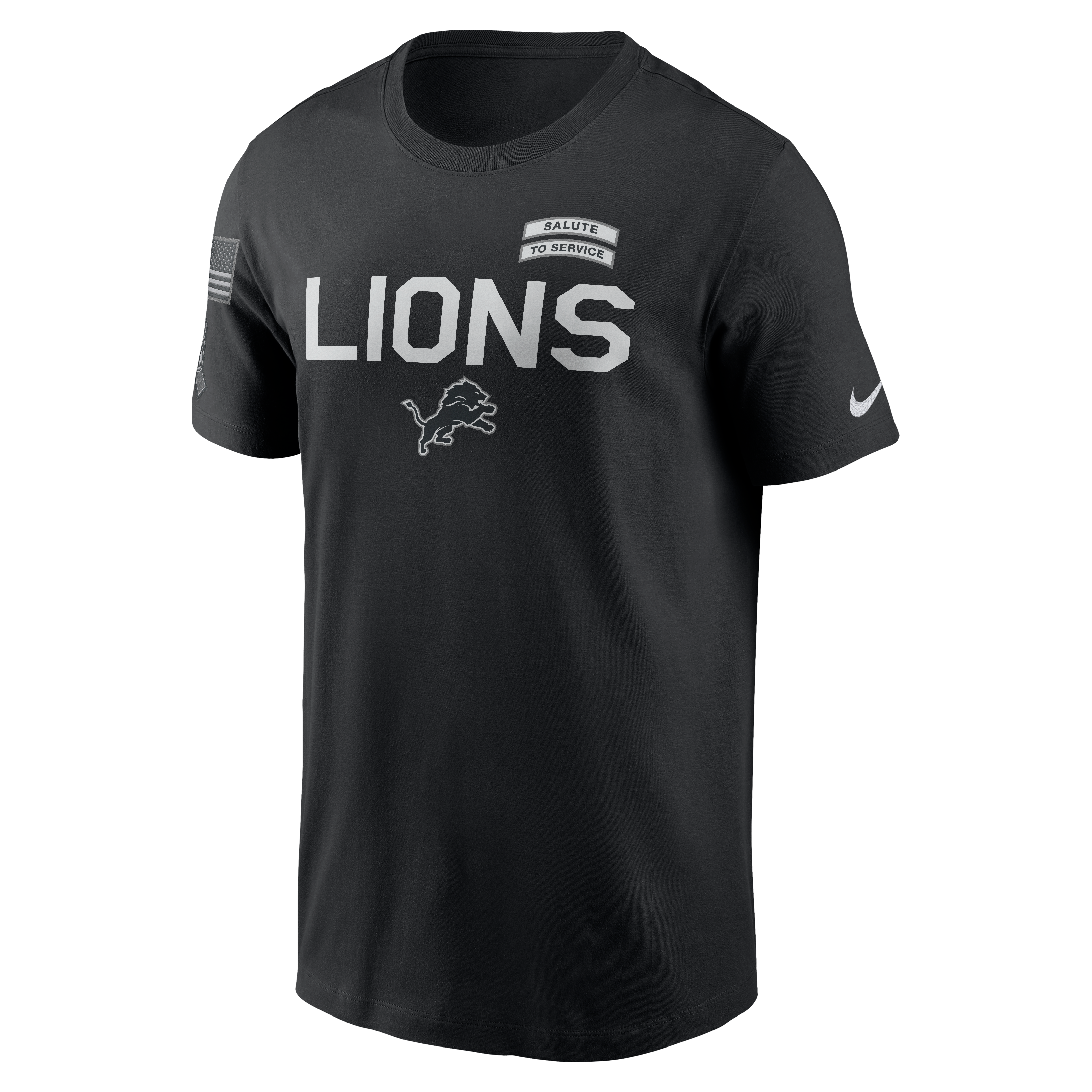 T-shirt Nike Dri-FIT noir pour homme Detroit Lions 2026 Salute to Service Sideline