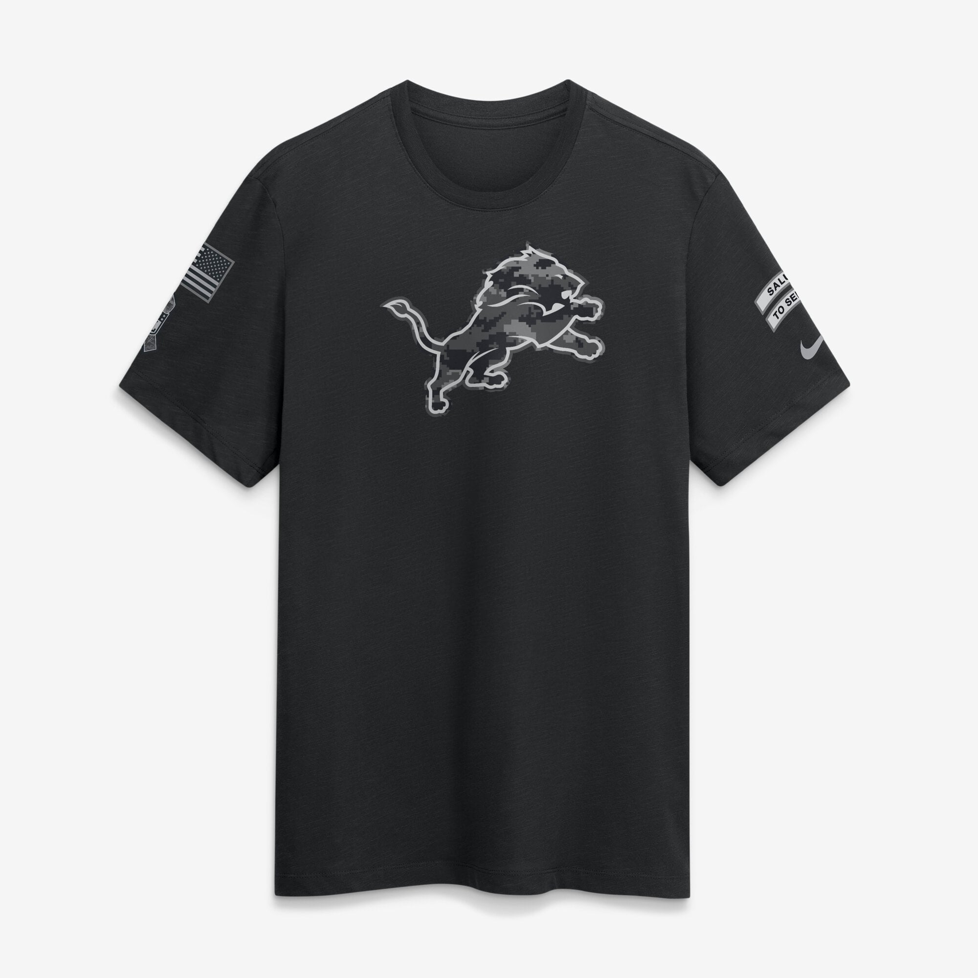 T-shirt Nike noir Detroit Lions 2026 Salute to Service pour homme