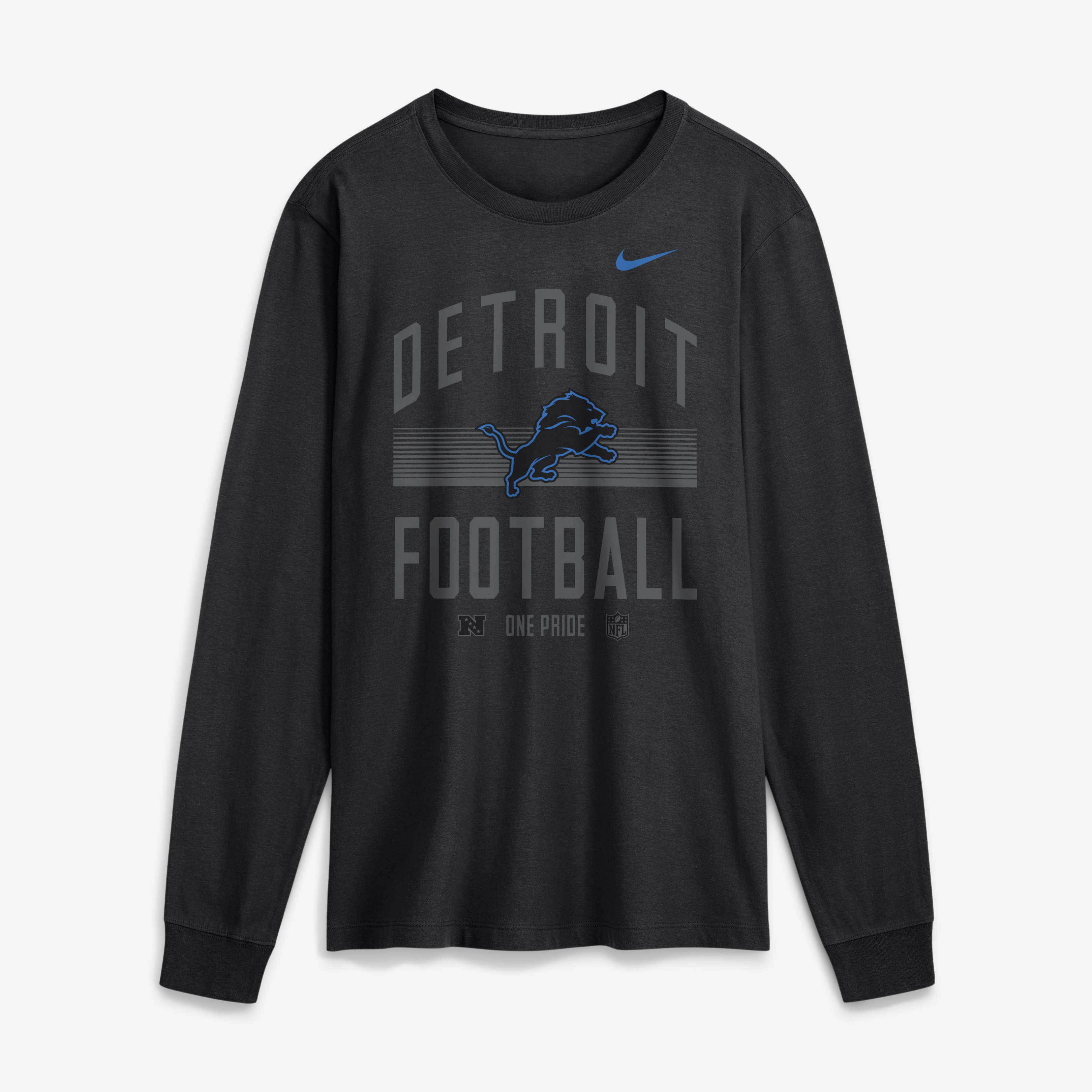 T-shirt à manches longues en coton essentiel Nike Detroit Lions noir pour homme, toujours prêt