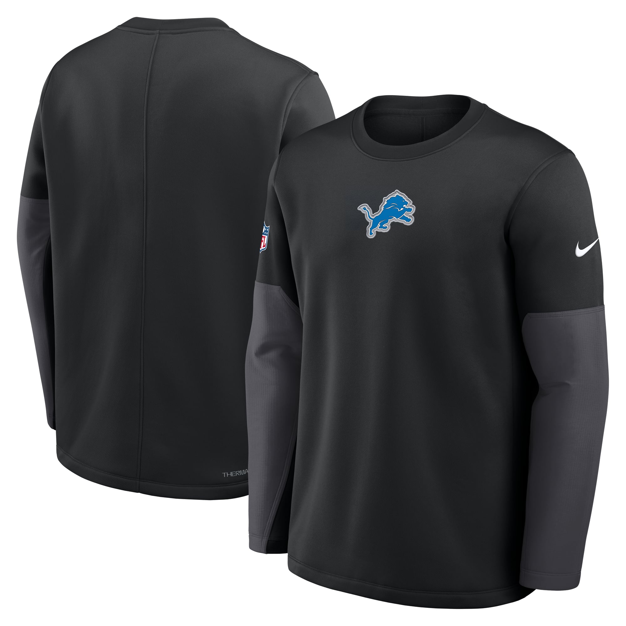 Men's Nike Detroit Lions Sideline Coaches Midweight Therma-FIT Crew Pullover