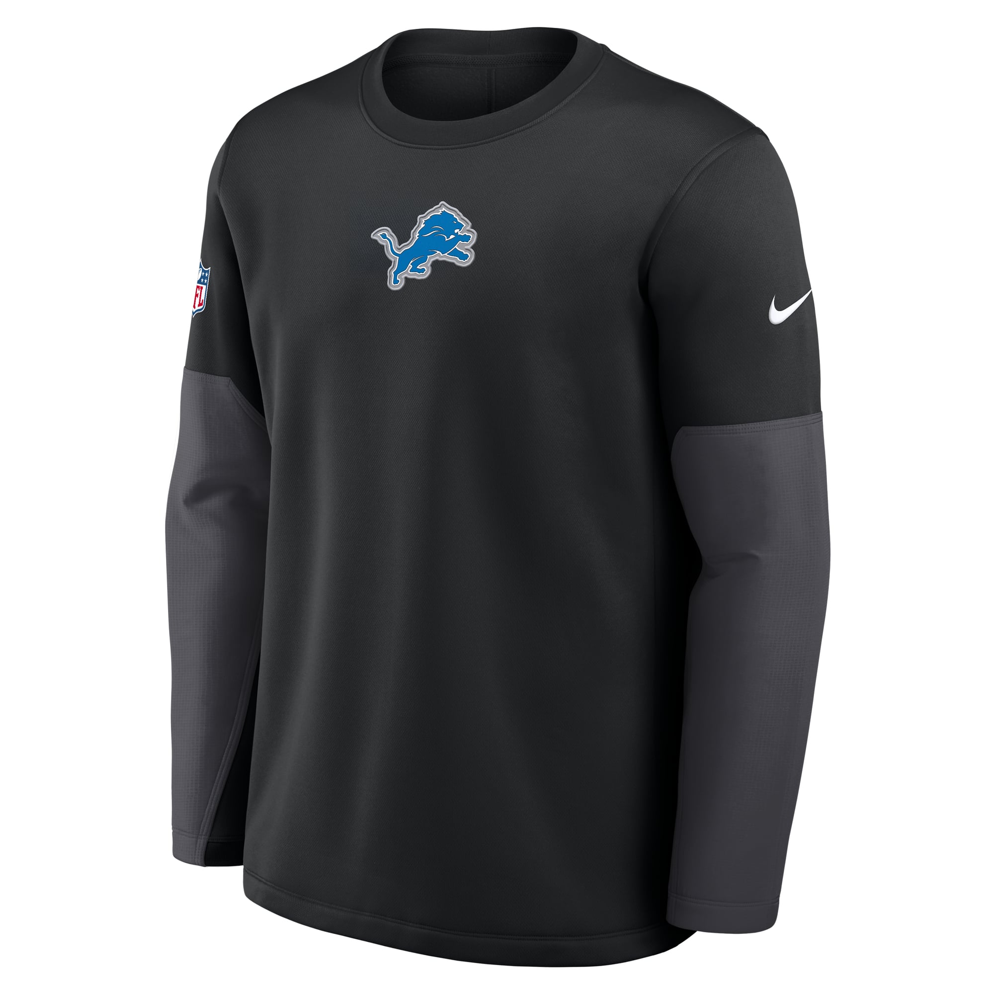 Men's Nike Detroit Lions Sideline Coaches Midweight Therma-FIT Crew Pullover