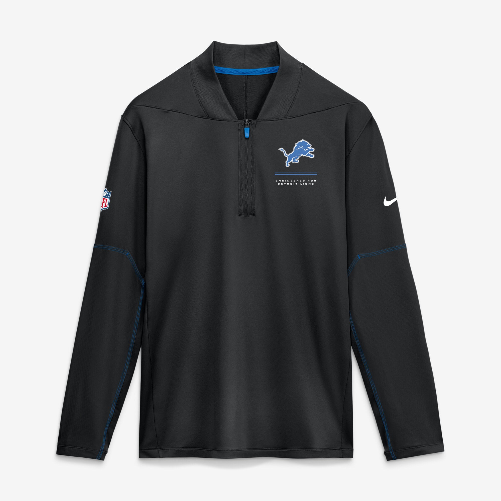 Men's Nike Black Detroit Lions Sideline Logo Glory Midweight Dri-FIT Half-Zip Pullover