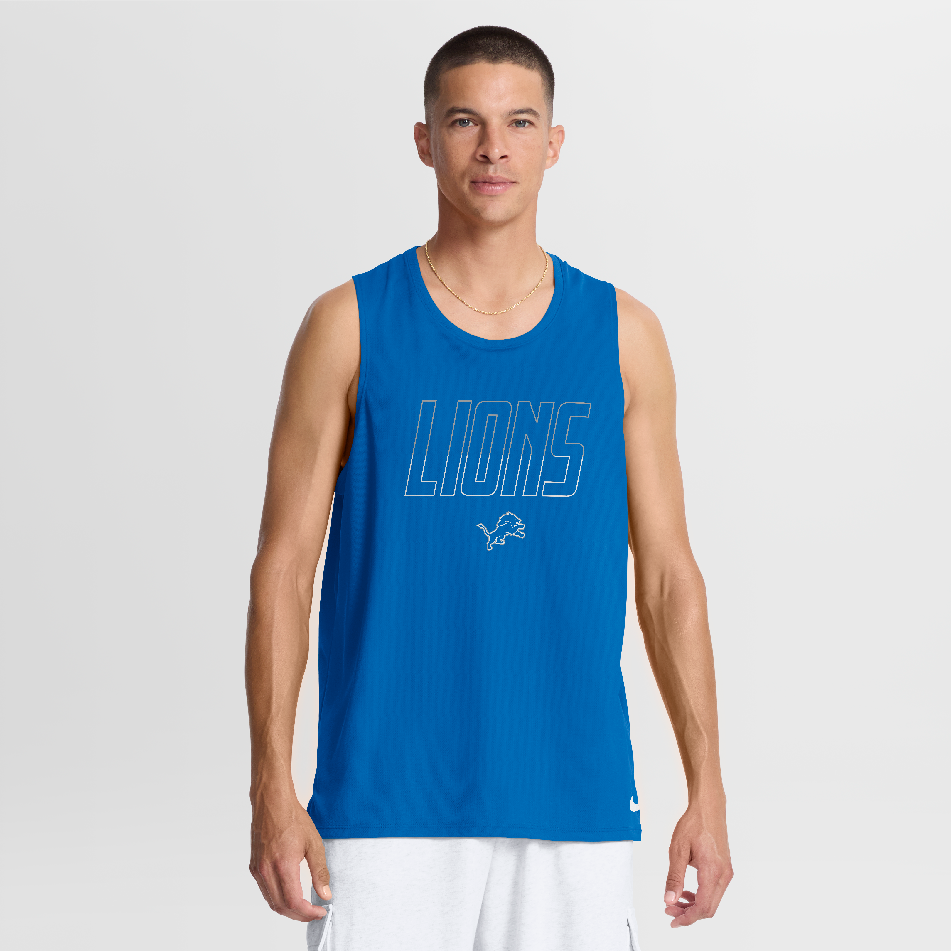 Men's Nike Blue Detroit Lions Kickoff Miler Dri-FIT Tank Top