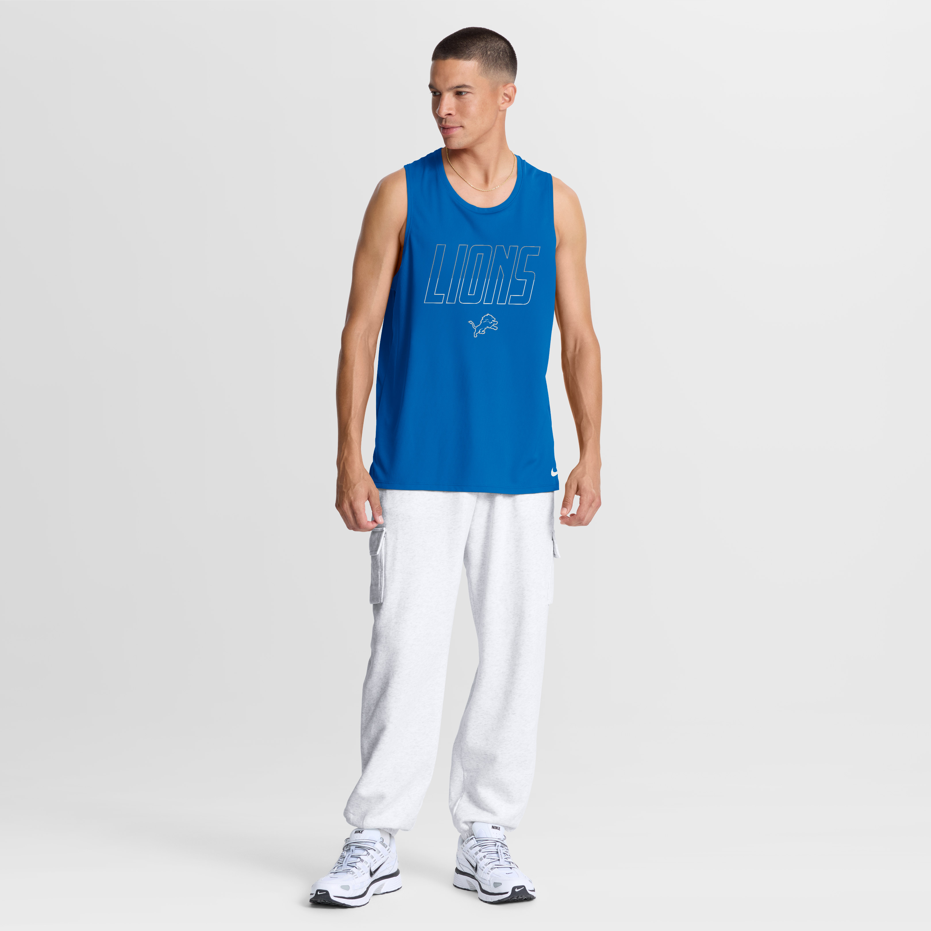 Men's Nike Blue Detroit Lions Kickoff Miler Dri-FIT Tank​ Top