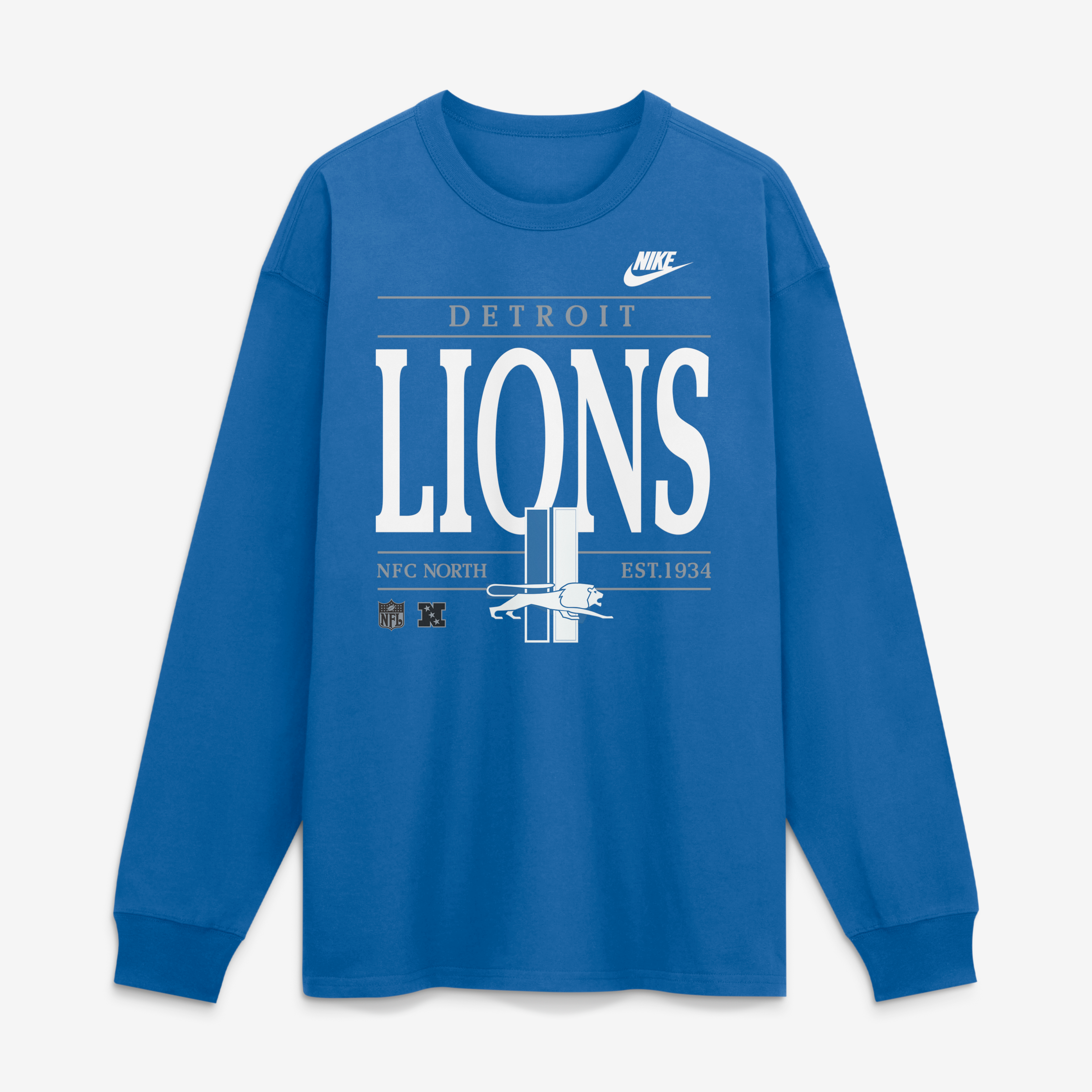 T-shirt à manches longues Nike Max90 bleu Detroit Lions Red Zone pour homme