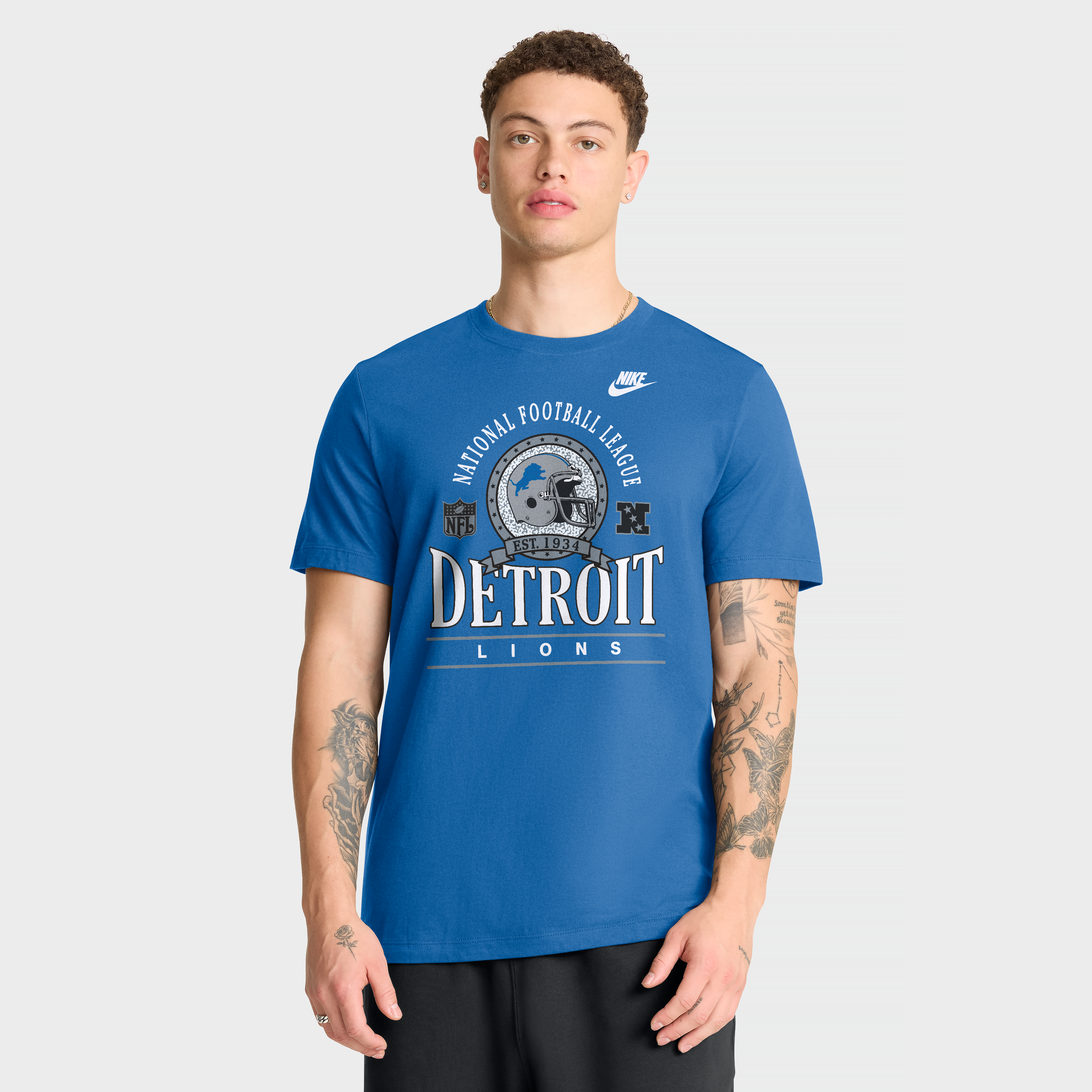 T-shirt en coton essentiel Nike bleu Detroit Lions Rewind Team Spirit pour homme