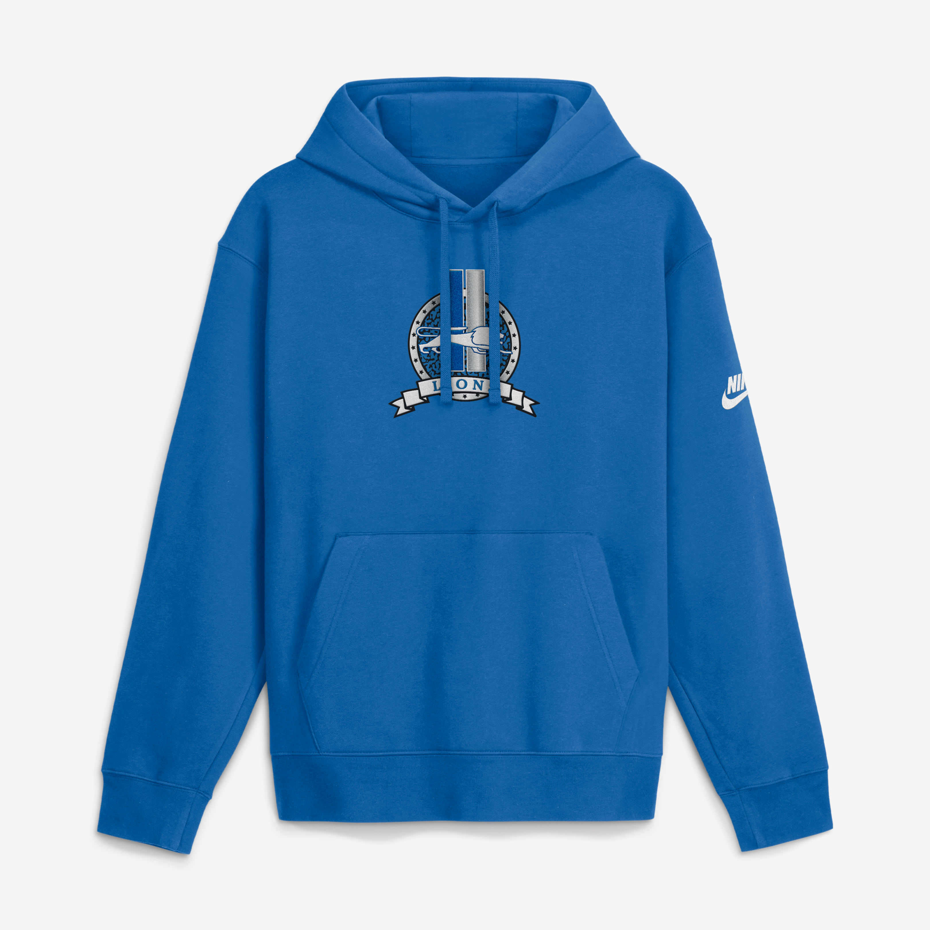 Men's Nike Blue Detroit Lions Short Pass Rewind Club Fleece Hoodie