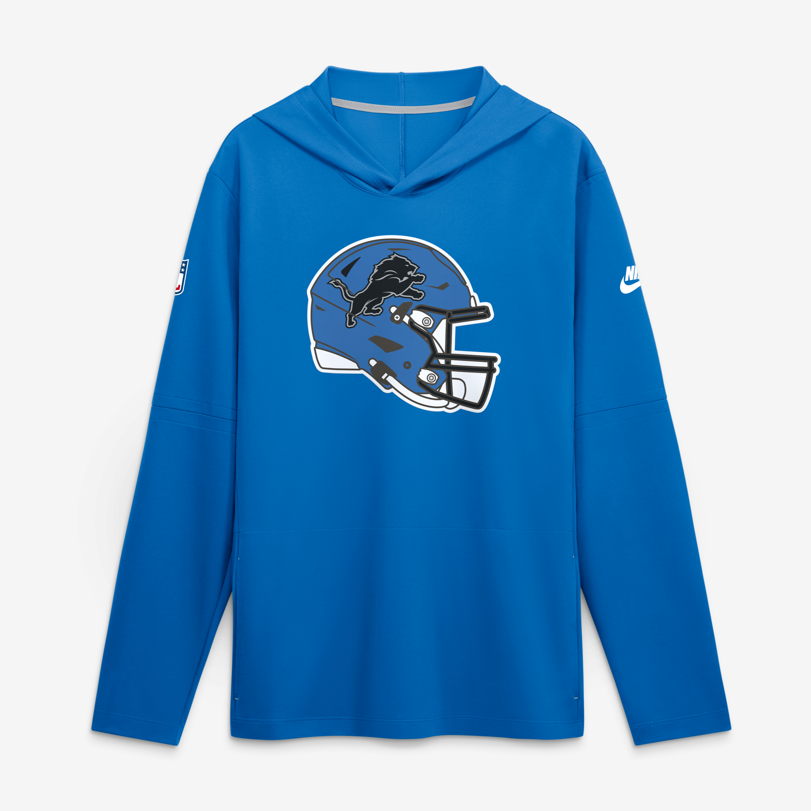 Men's Nike Blue Detroit Lions Sideline Alternate Lightweight Long Sleeve Hooded Dri-FIT T-Shirt