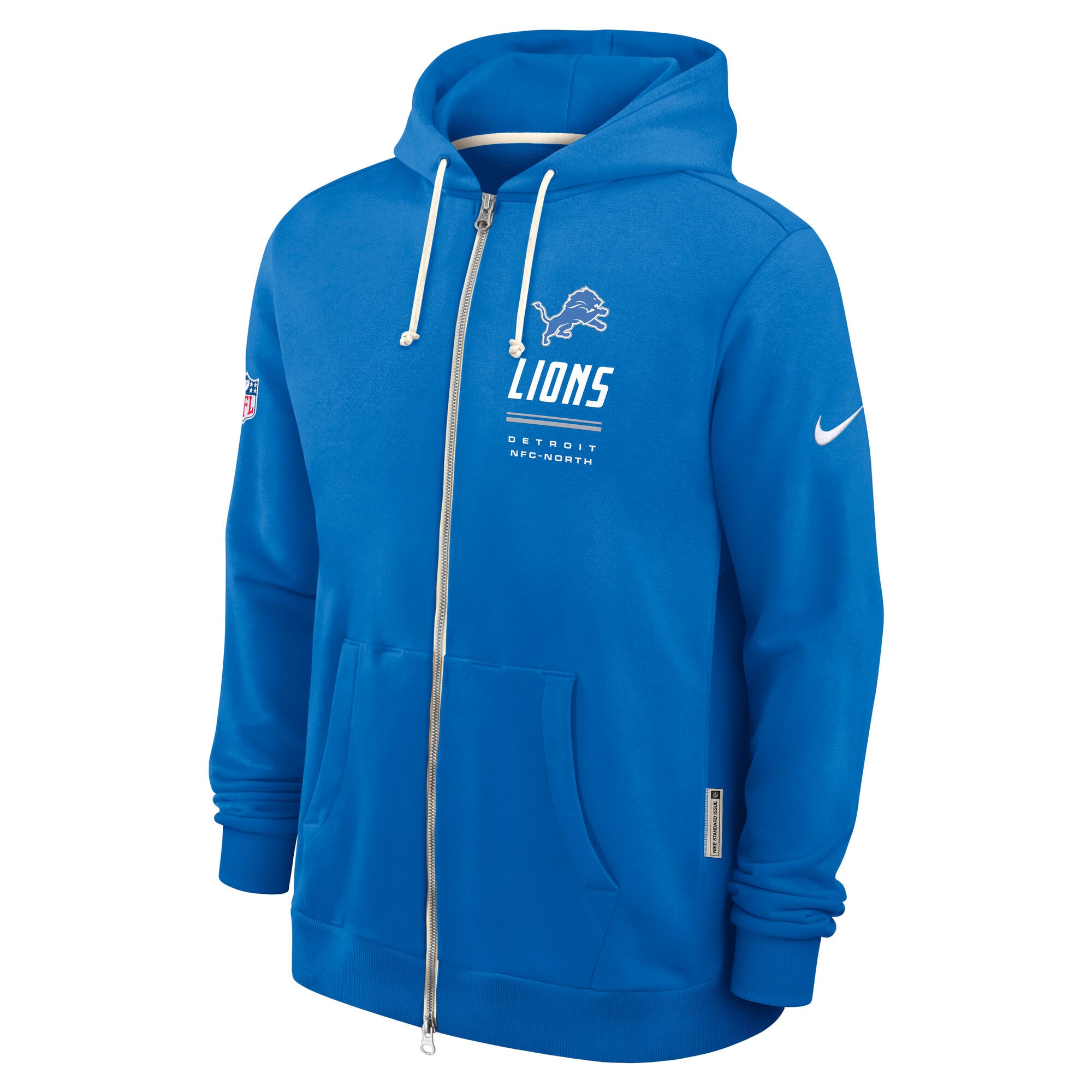 Sweat à capuche zippé Nike bleu Detroit Lions Sideline Standard Issue Dri-FIT pour homme
