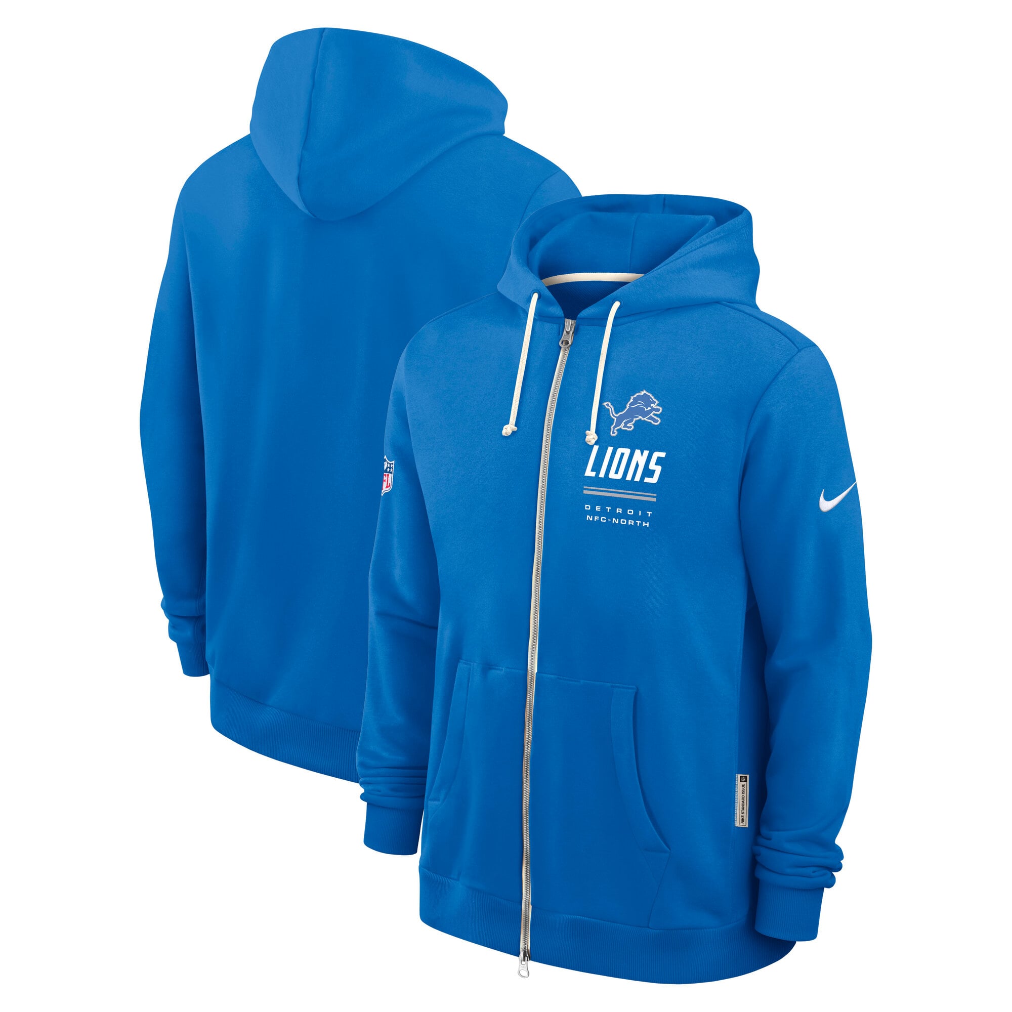 Men's Nike Blue Detroit Lions Sideline Standard Issue Quarterback Scramble Dri-FIT Full-Zip Hoodie