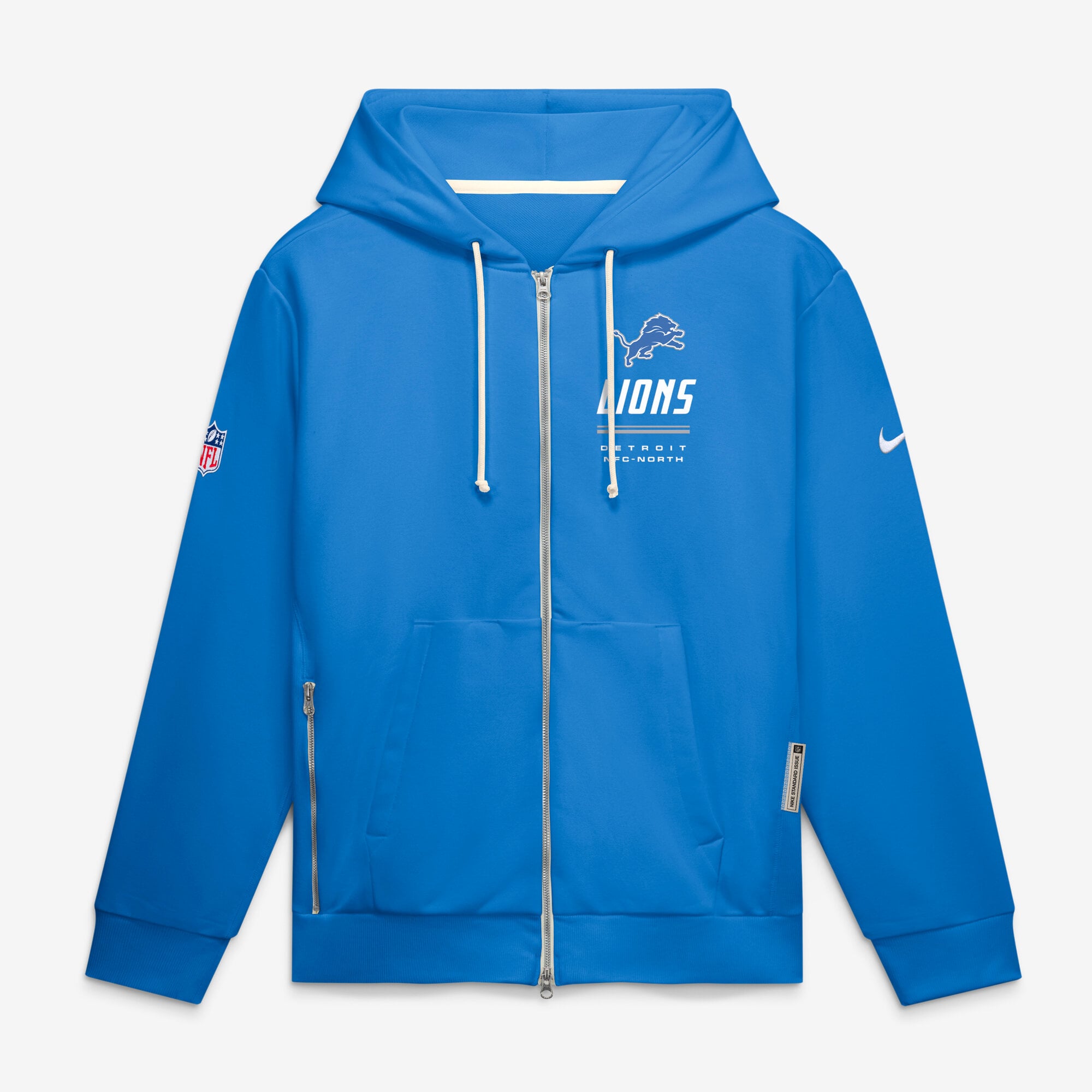 Men's Nike Blue Detroit Lions Sideline Standard Issue Quarterback Scramble Dri-FIT Full-Zip Hoodie