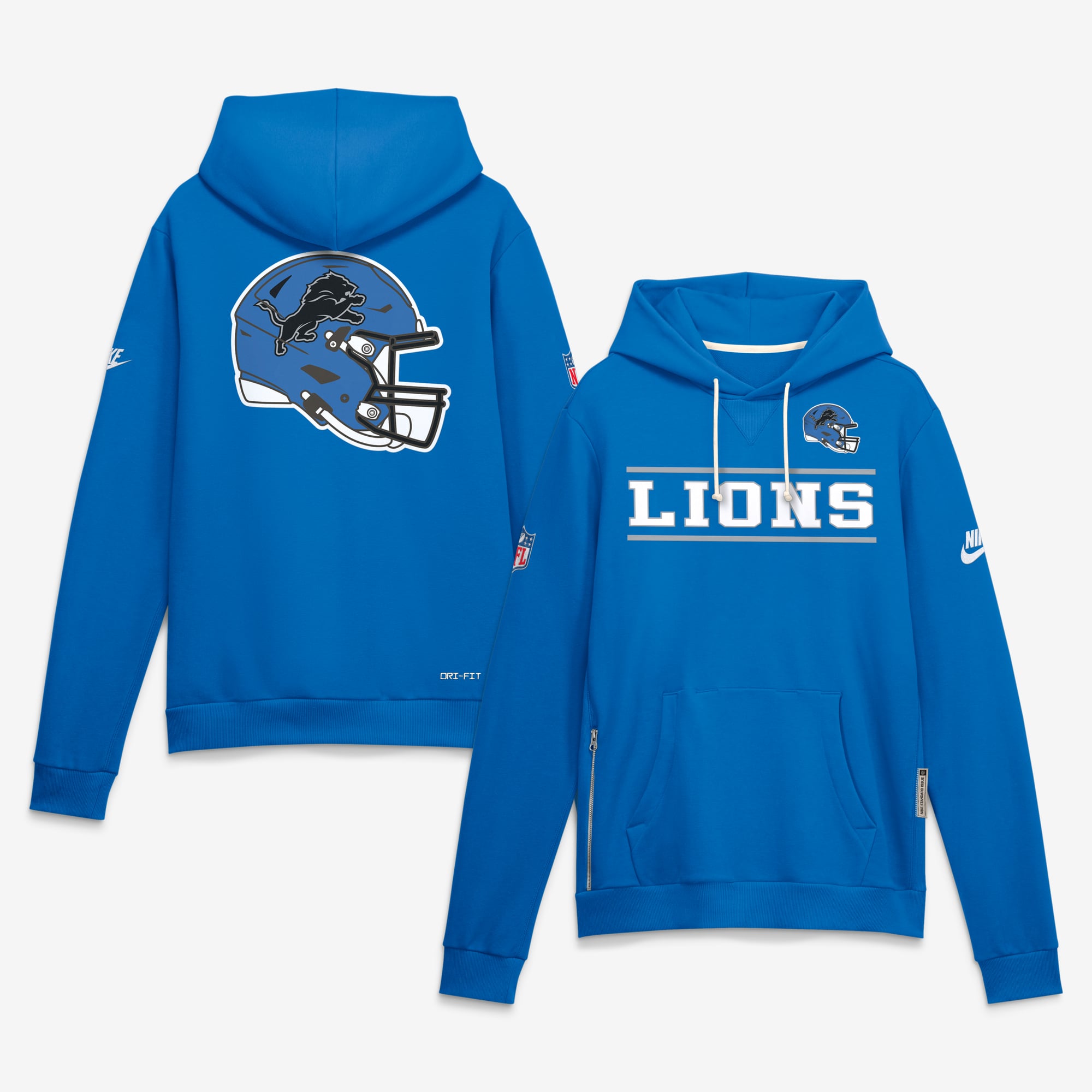 Men's Nike Blue Detroit Lions Standard Issue Replay Officials Alternate Dri-FIT Hoodie