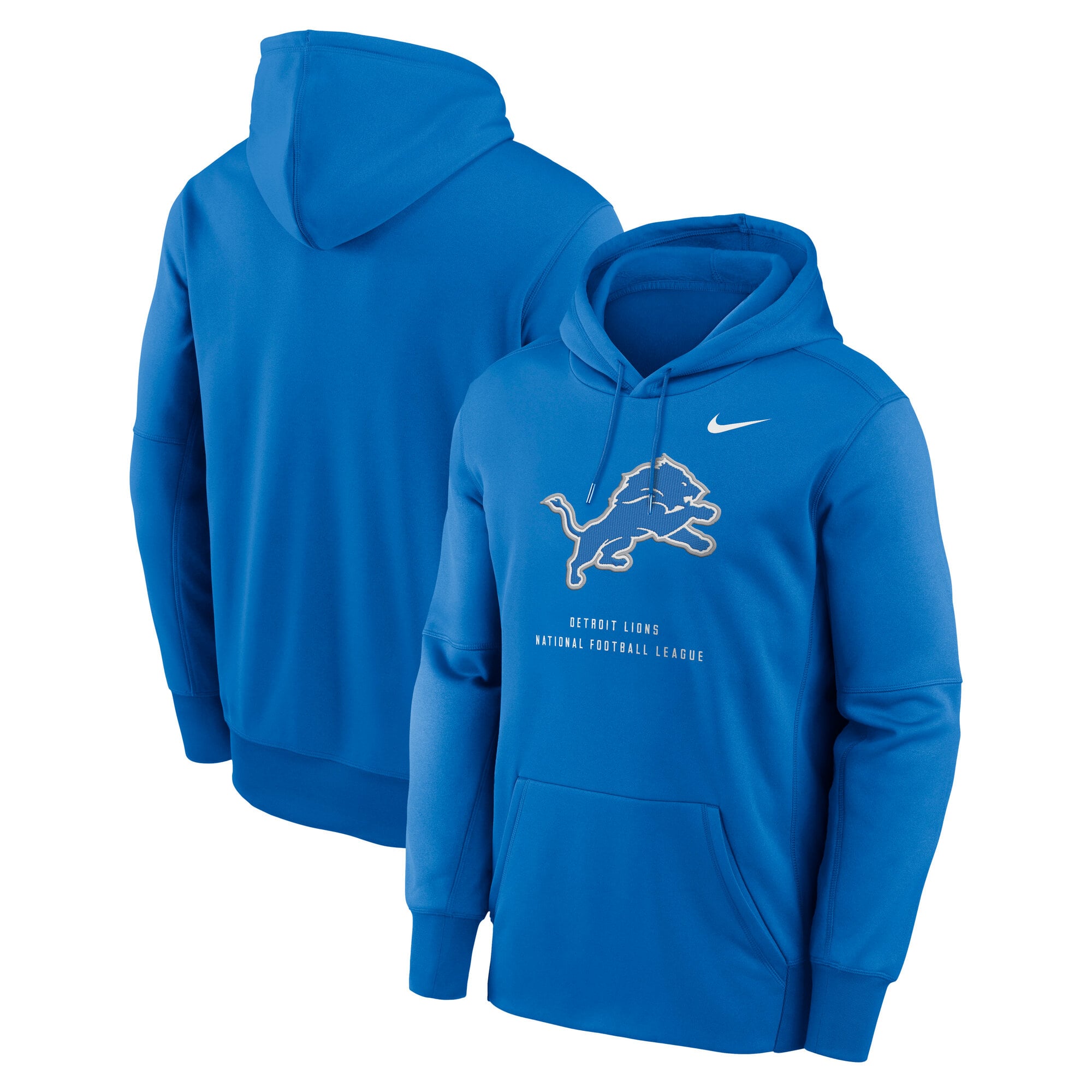 Sweat à capuche Nike Therma-FIT bleu Detroit Lions pour homme