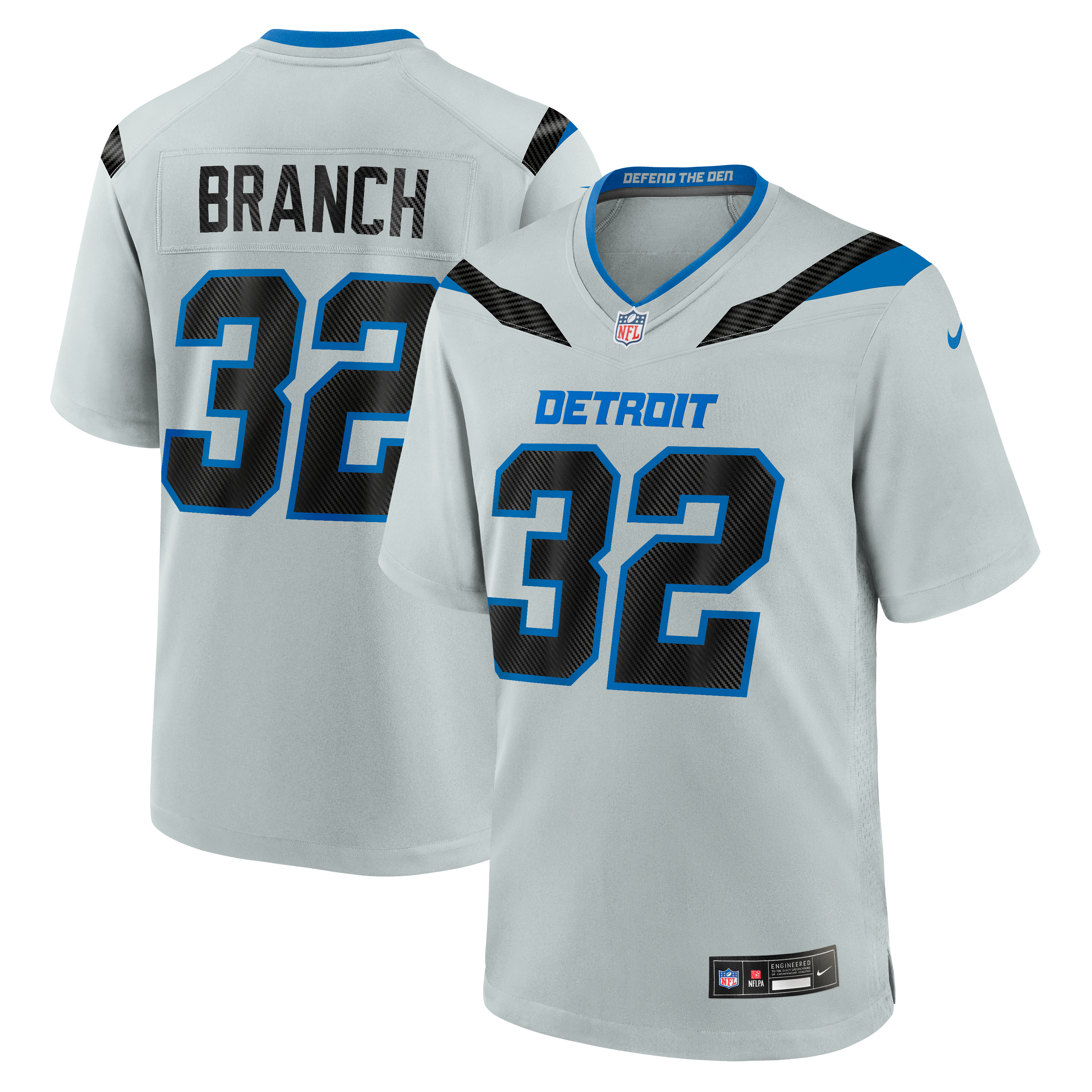 Men's Nike Brian Branch Silver Detroit Lions 2026 Rivalries Collection Game Jersey