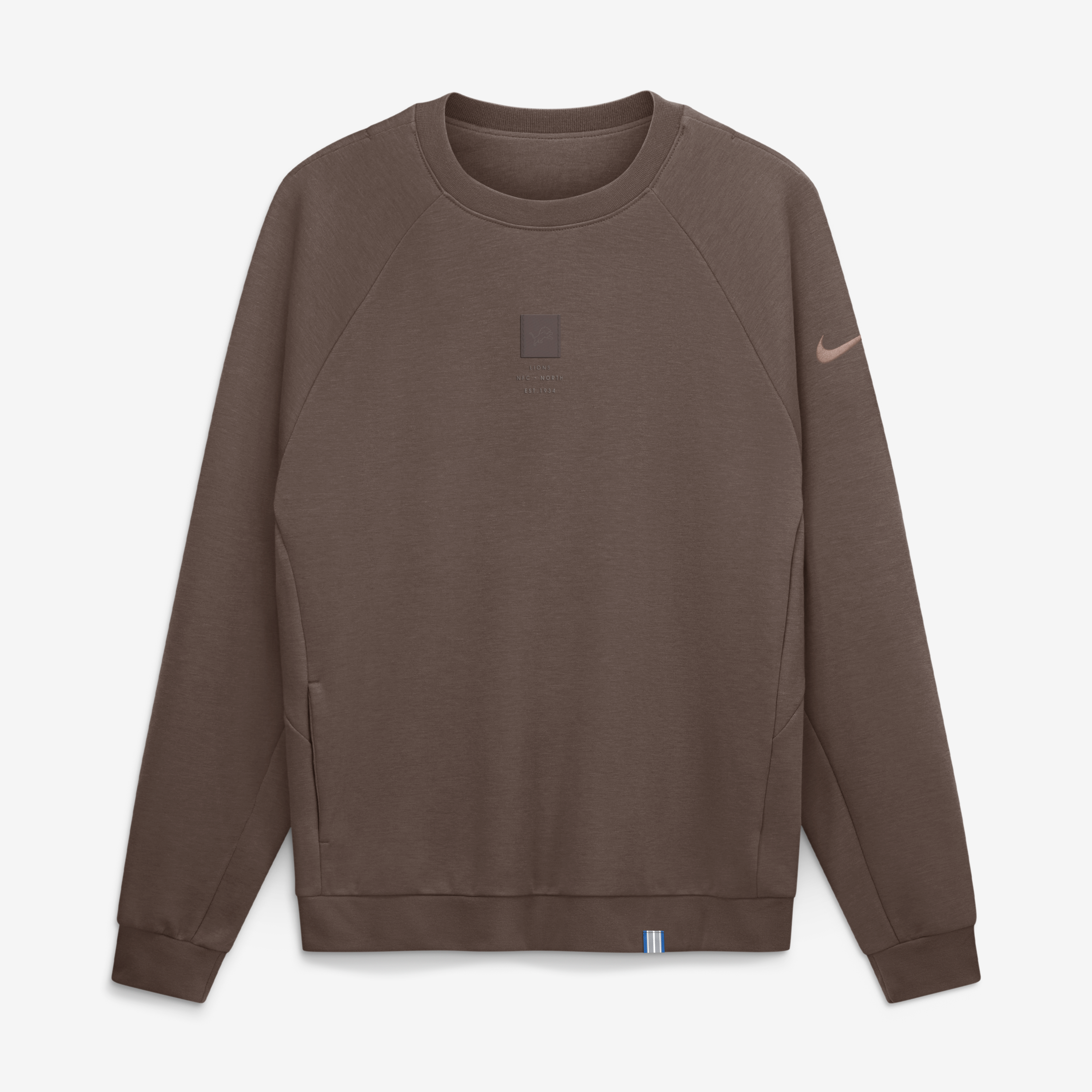 Sweat-shirt raglan Nike Detroit Lions marron pour homme, modèle Full Defense Primary Dri-FIT