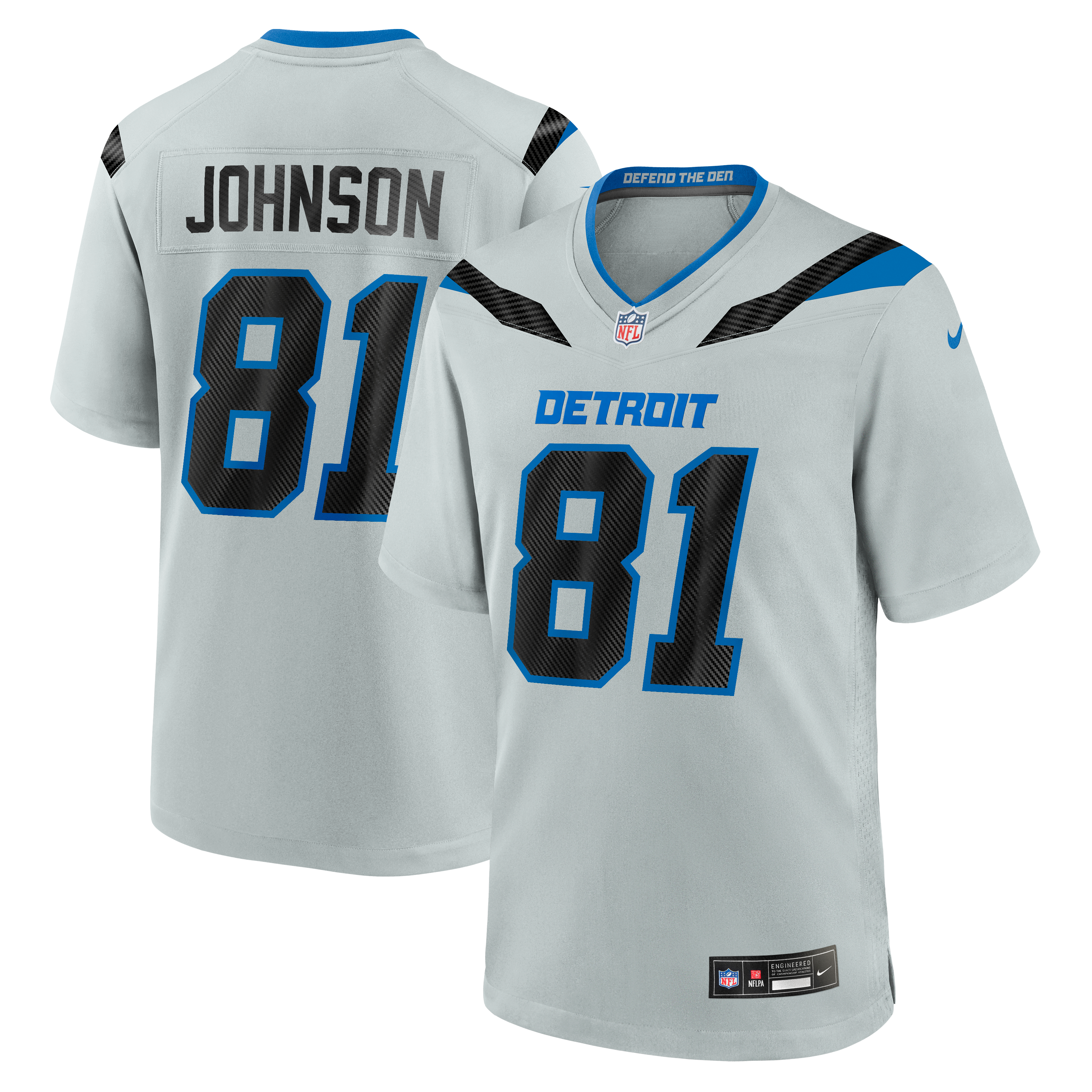 Men's Nike Calvin Johnson Silver Detroit Lions 2026 Rivalries Collection Game Jersey