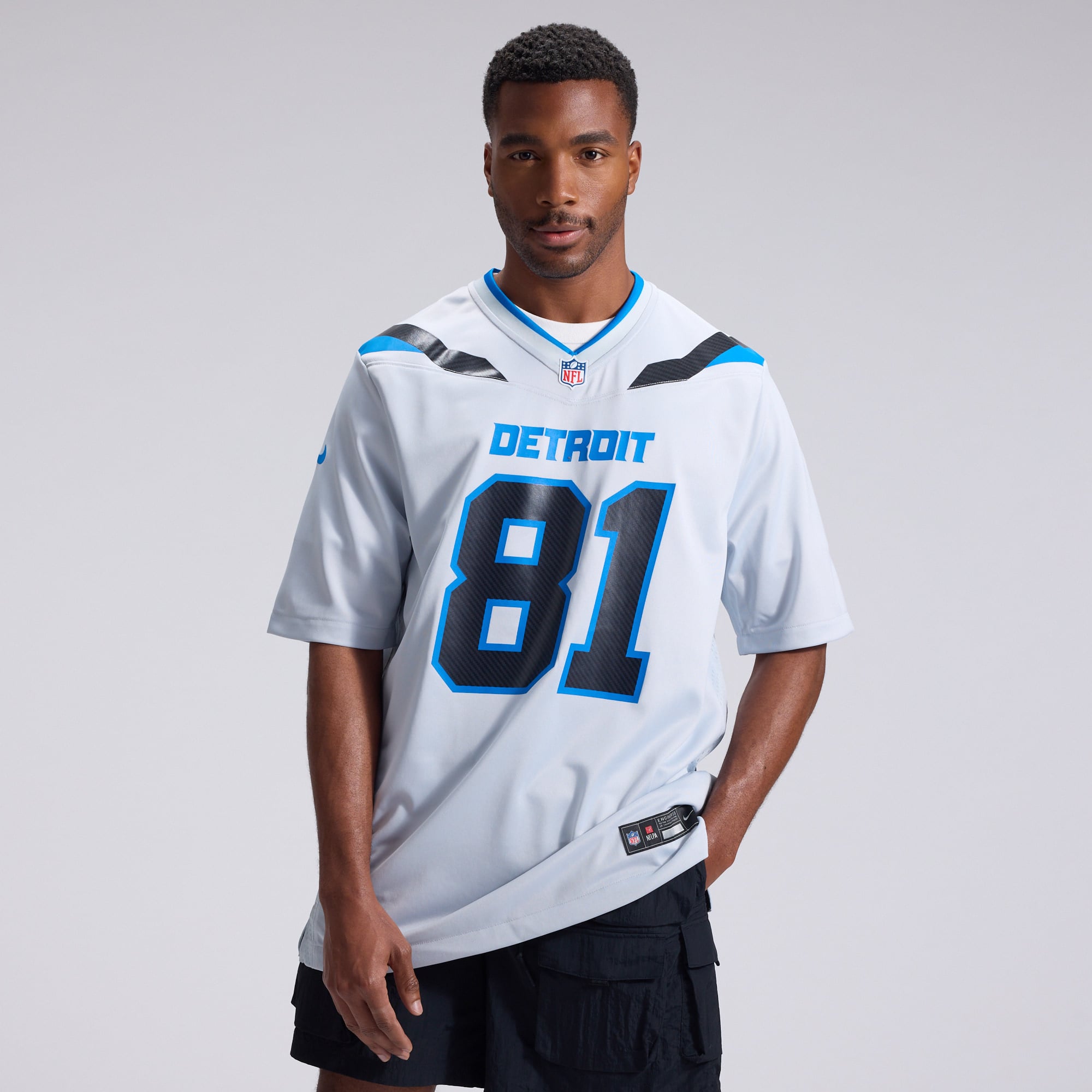 Men's Nike Calvin Johnson Silver Detroit Lions 2026 Rivalries Collection Game Jersey