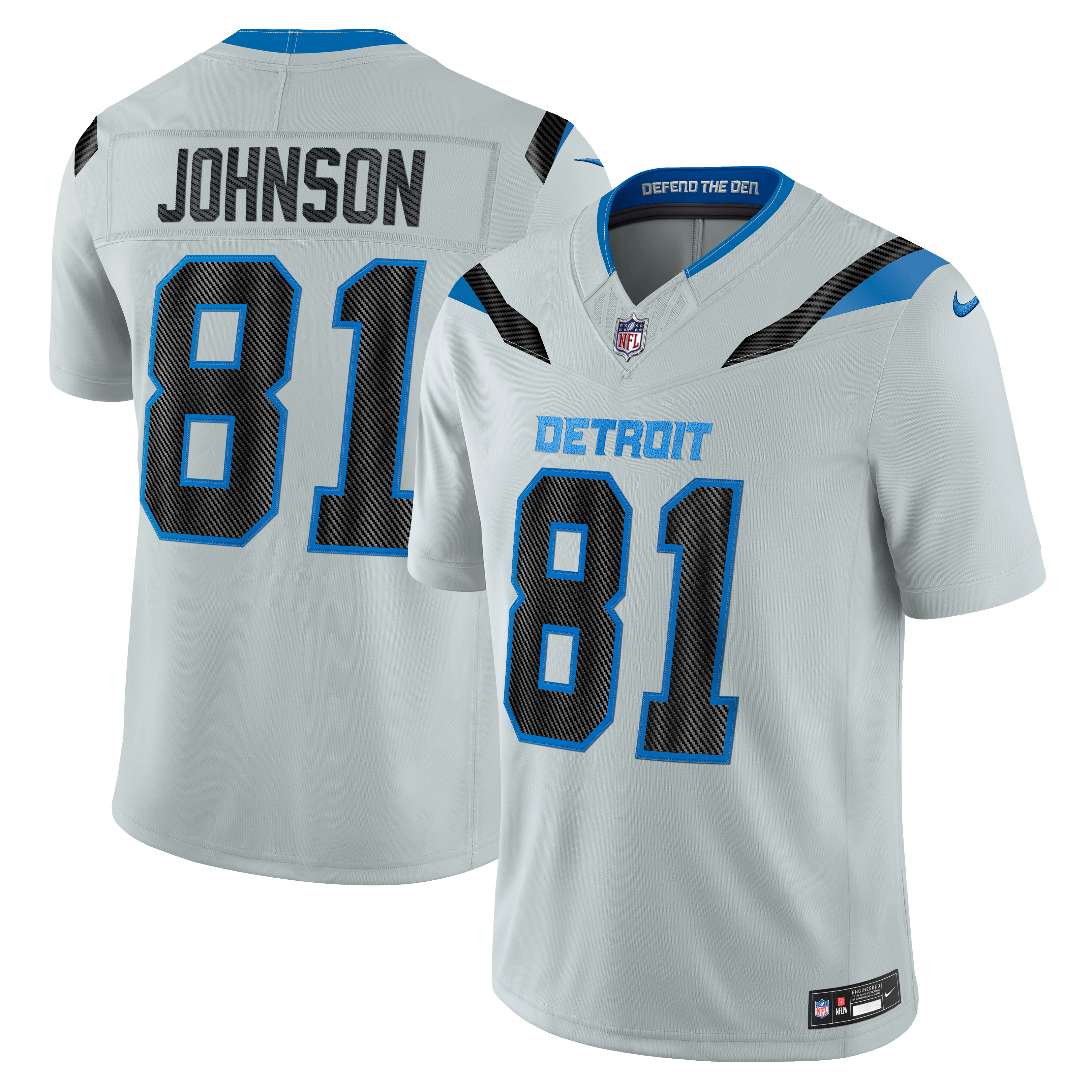 Men's Nike Calvin Johnson Silver Detroit Lions 2026 Rivalries Collection Stitched Limited Jersey