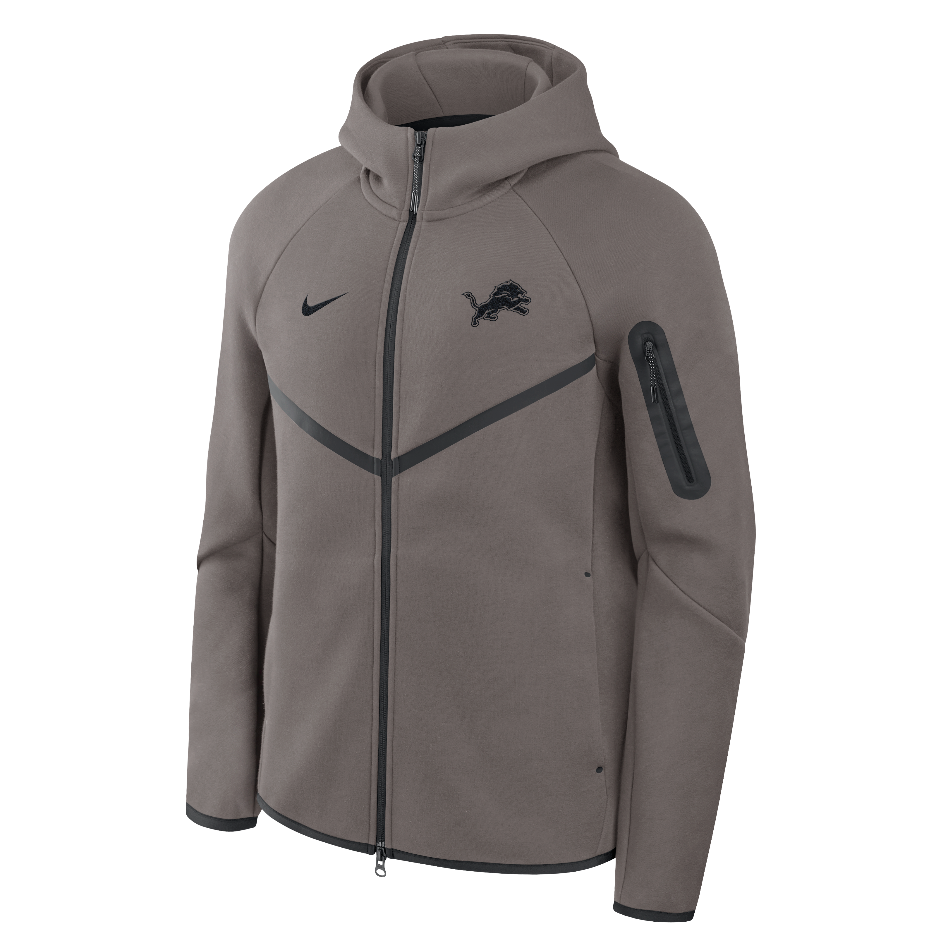 Sweat à capuche zippé Nike Tech Fleece raglan Detroit Lions pour homme, couleur anthracite.