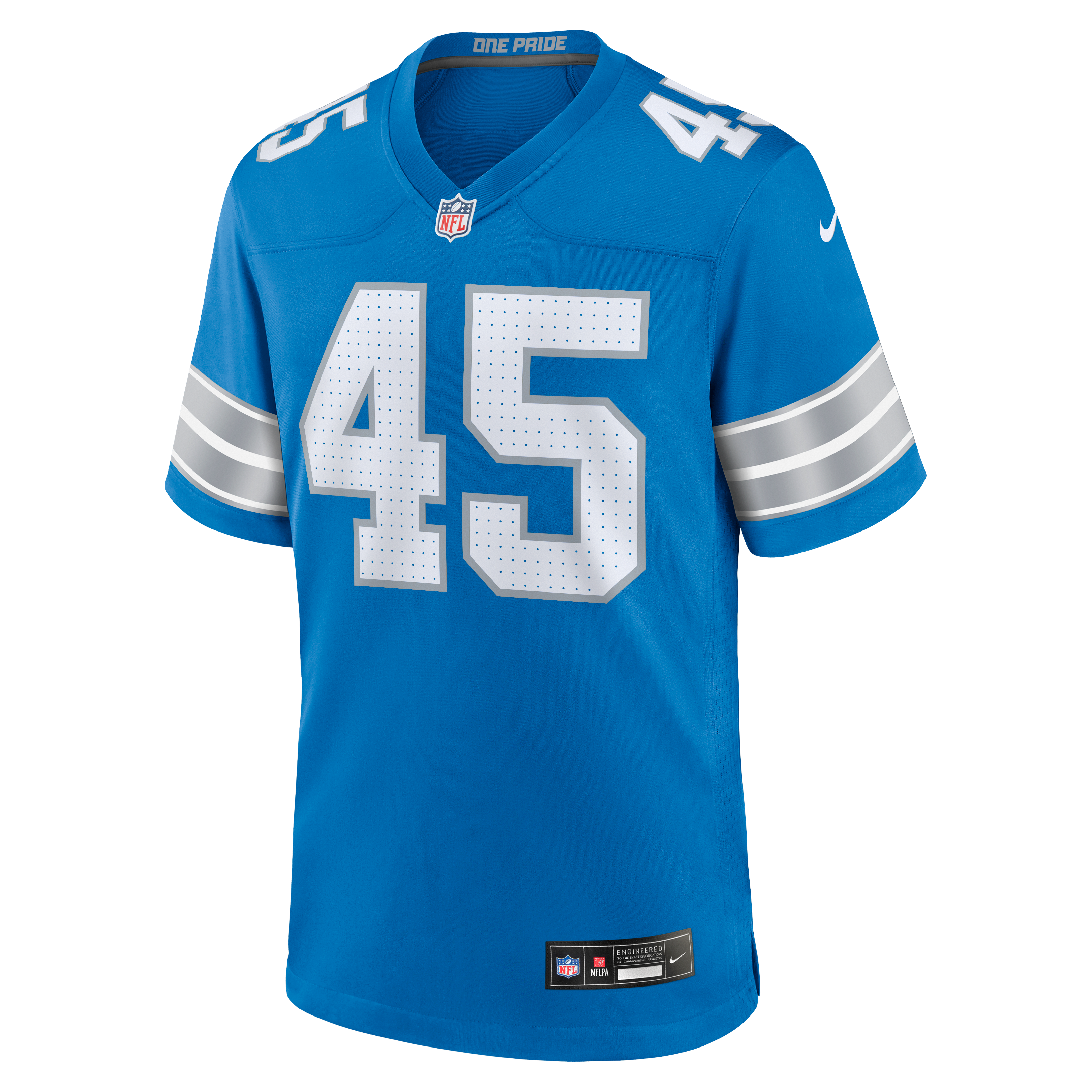 Maillot de match Nike Devin blanc et bleu des Lions Détroit pour homme
