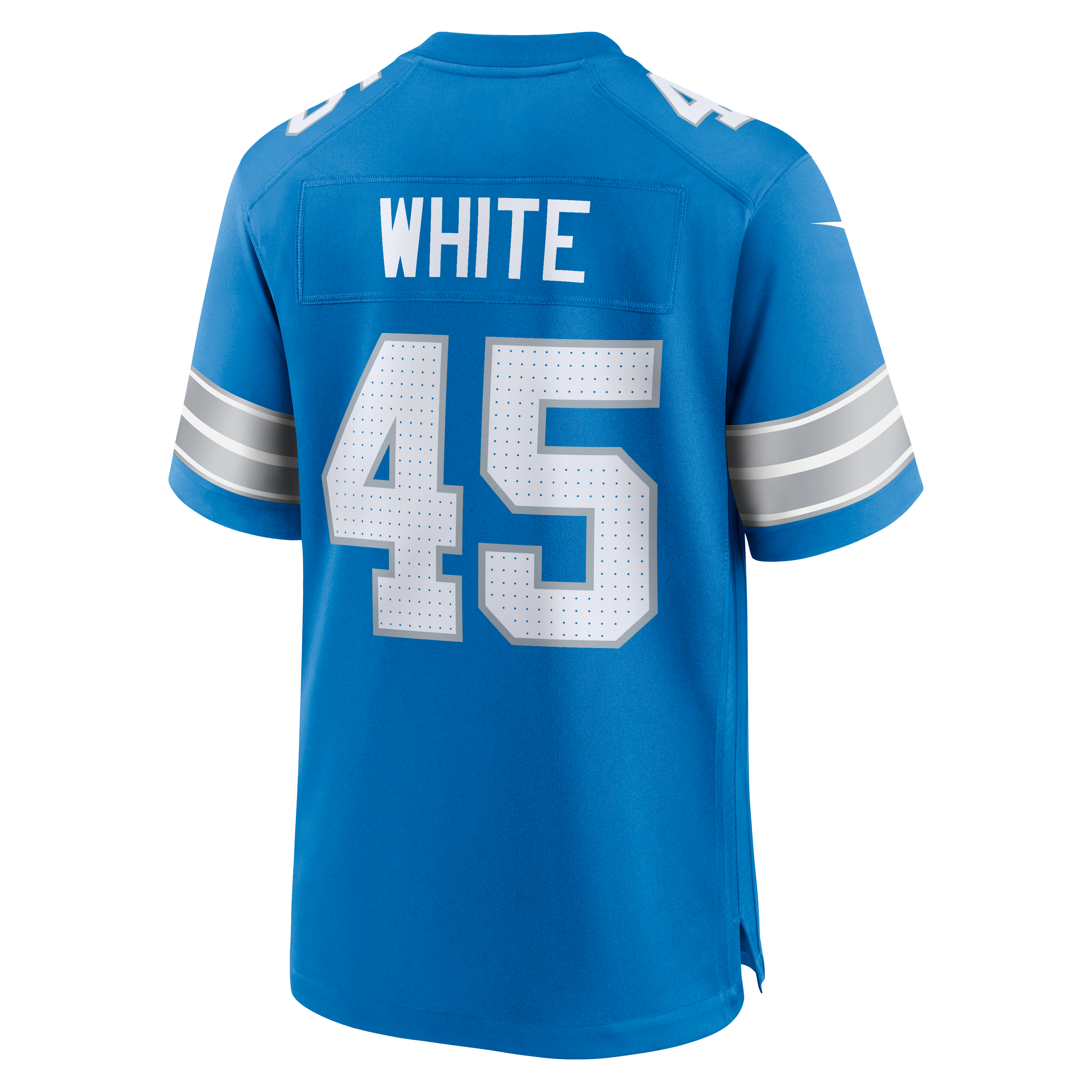 Maillot de match Nike Devin blanc et bleu des Lions Détroit pour homme