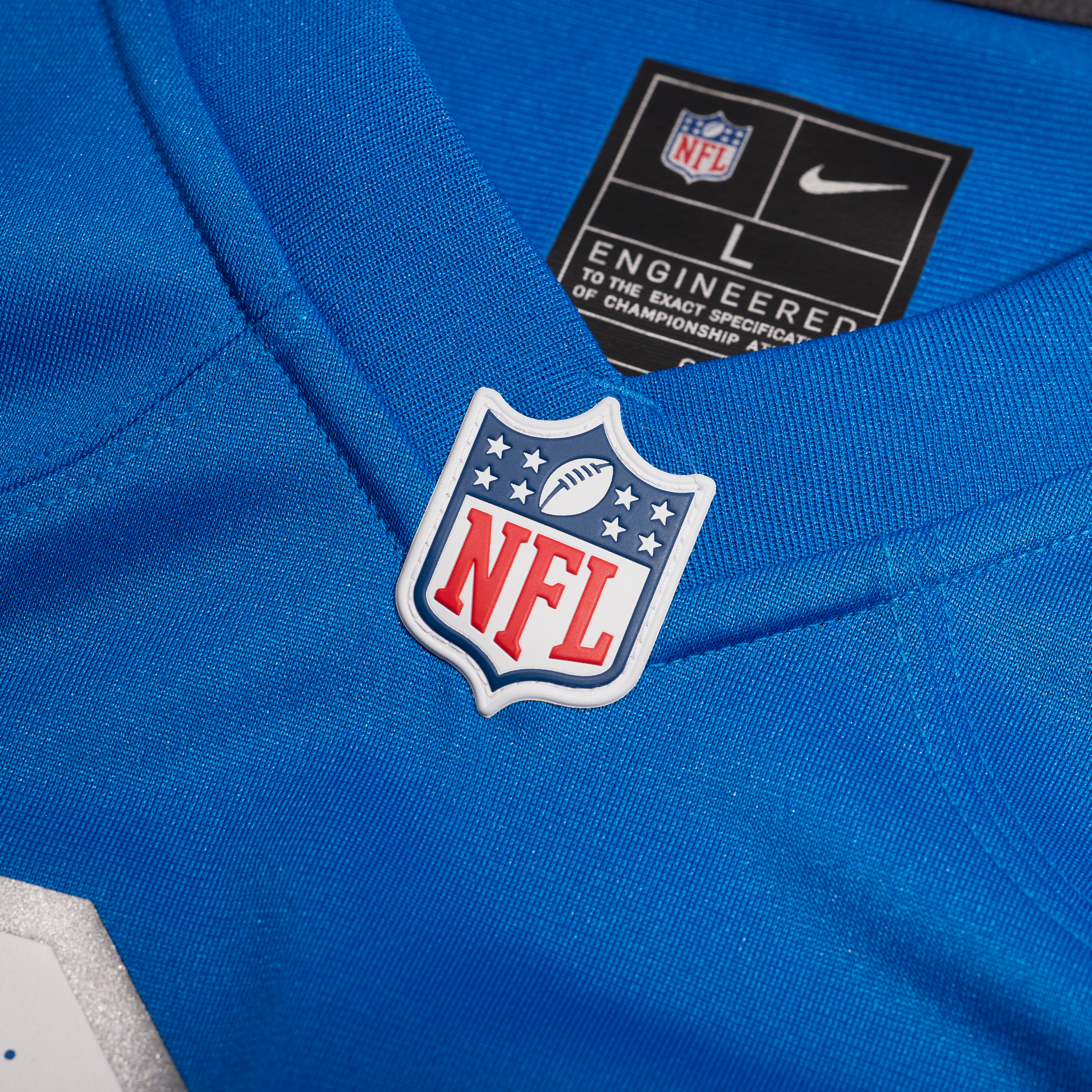 Maillot de match Nike Devin blanc et bleu des Lions Détroit pour homme