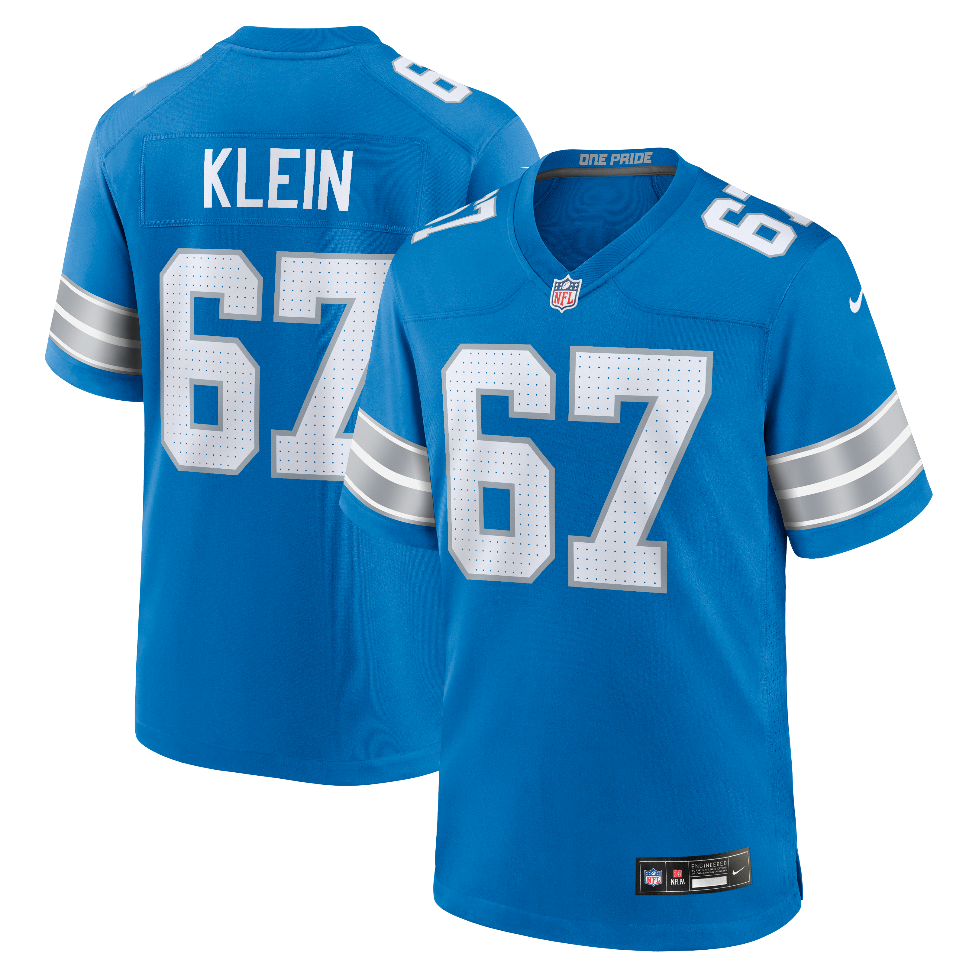 Men's Nike Elijah Klein Blue Detroit Lions Team Game Jersey