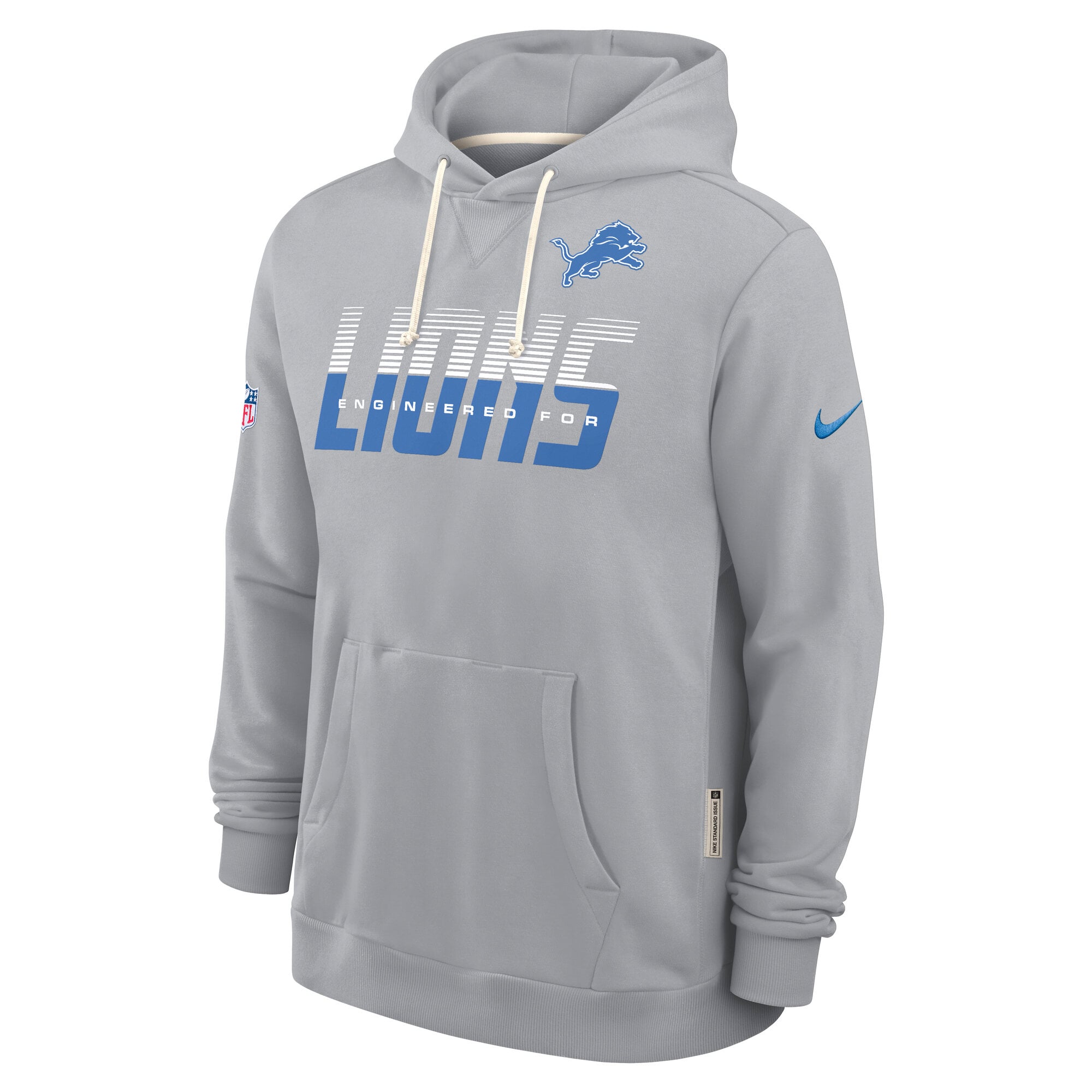 Sweat à capuche Nike Dri-FIT gris Detroit Lions Sideline Standard Issue pour homme