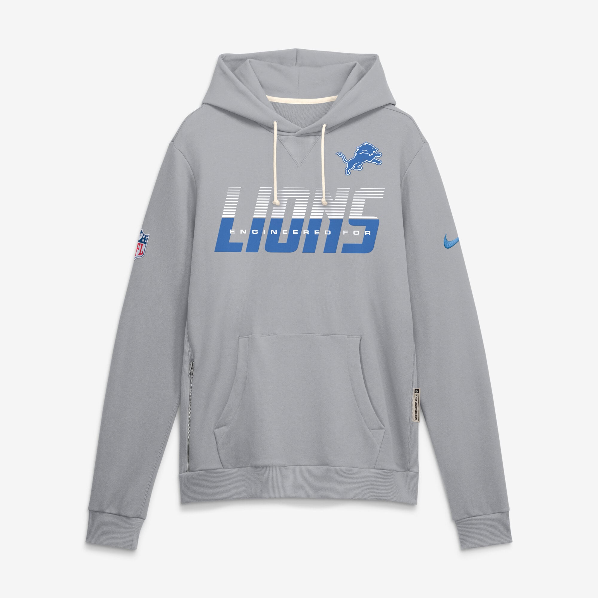 Sweat à capuche Nike Dri-FIT gris Detroit Lions Sideline Standard Issue pour homme
