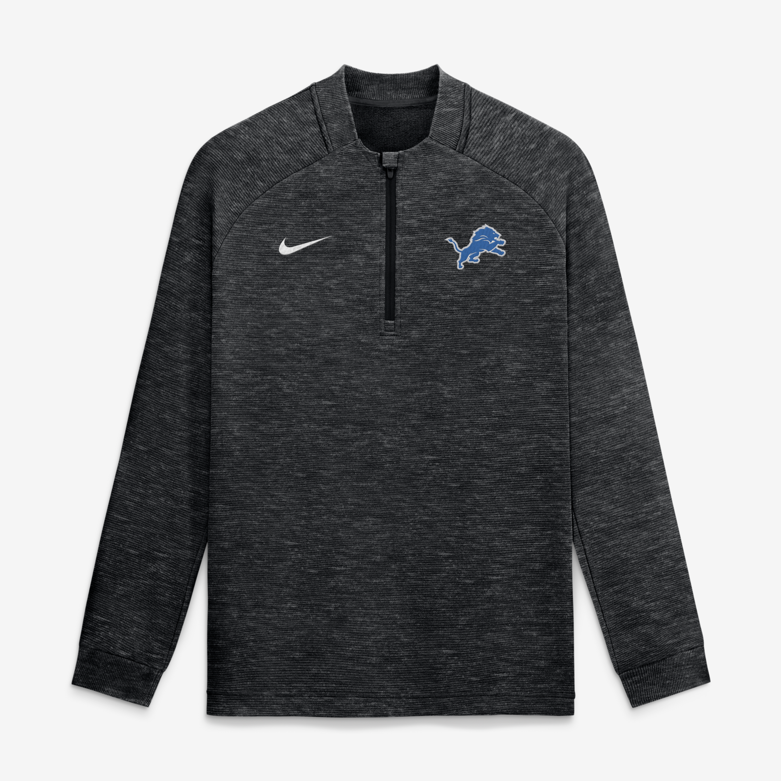 Pull-over Nike Detroit Lions Par Raglan Tri-Blend Therma-FIT à demi-zip, noir chiné, pour homme