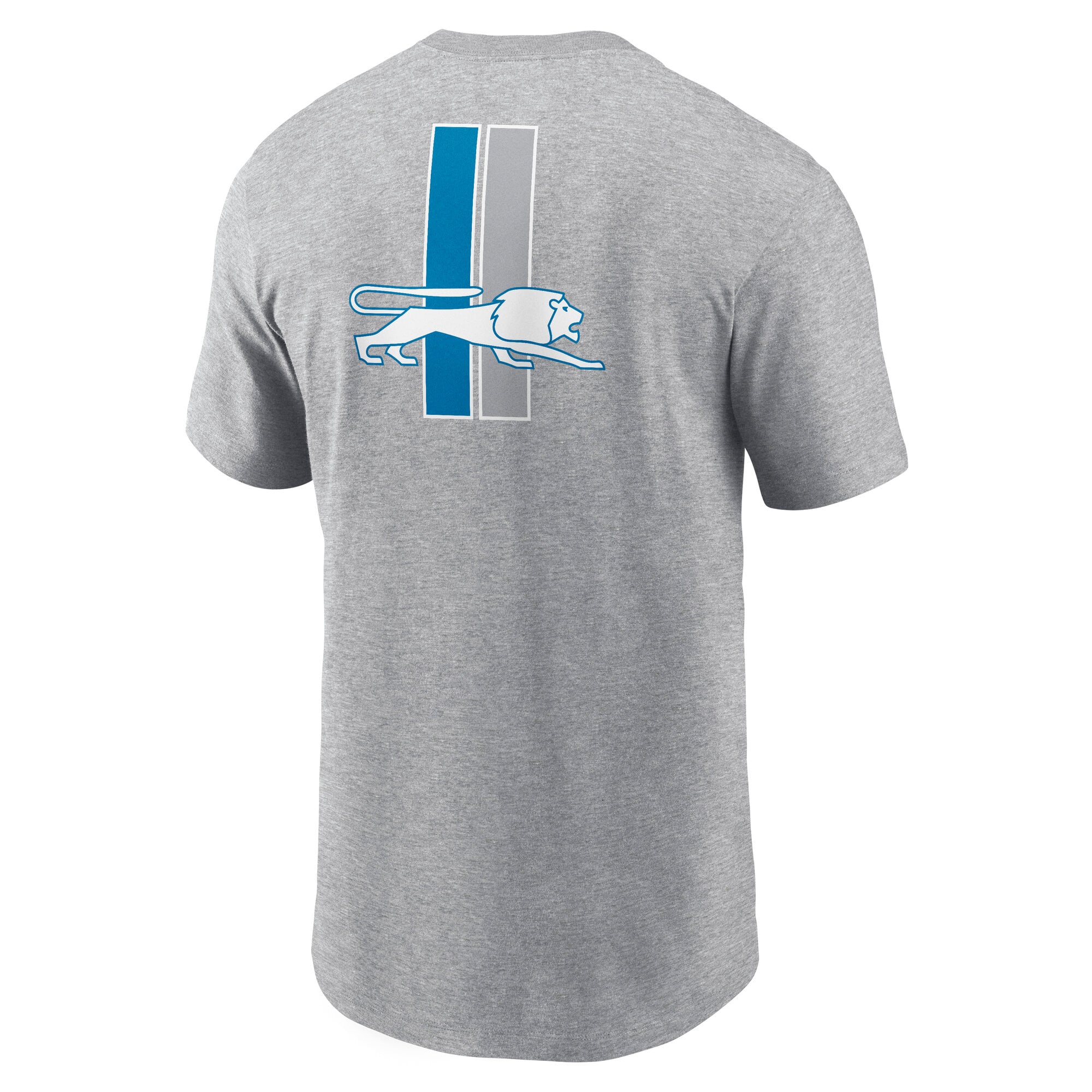 T-shirt Nike pour homme, gris chiné, Detroit Lions, imprimé Rewind à l'avant et l'arrière.