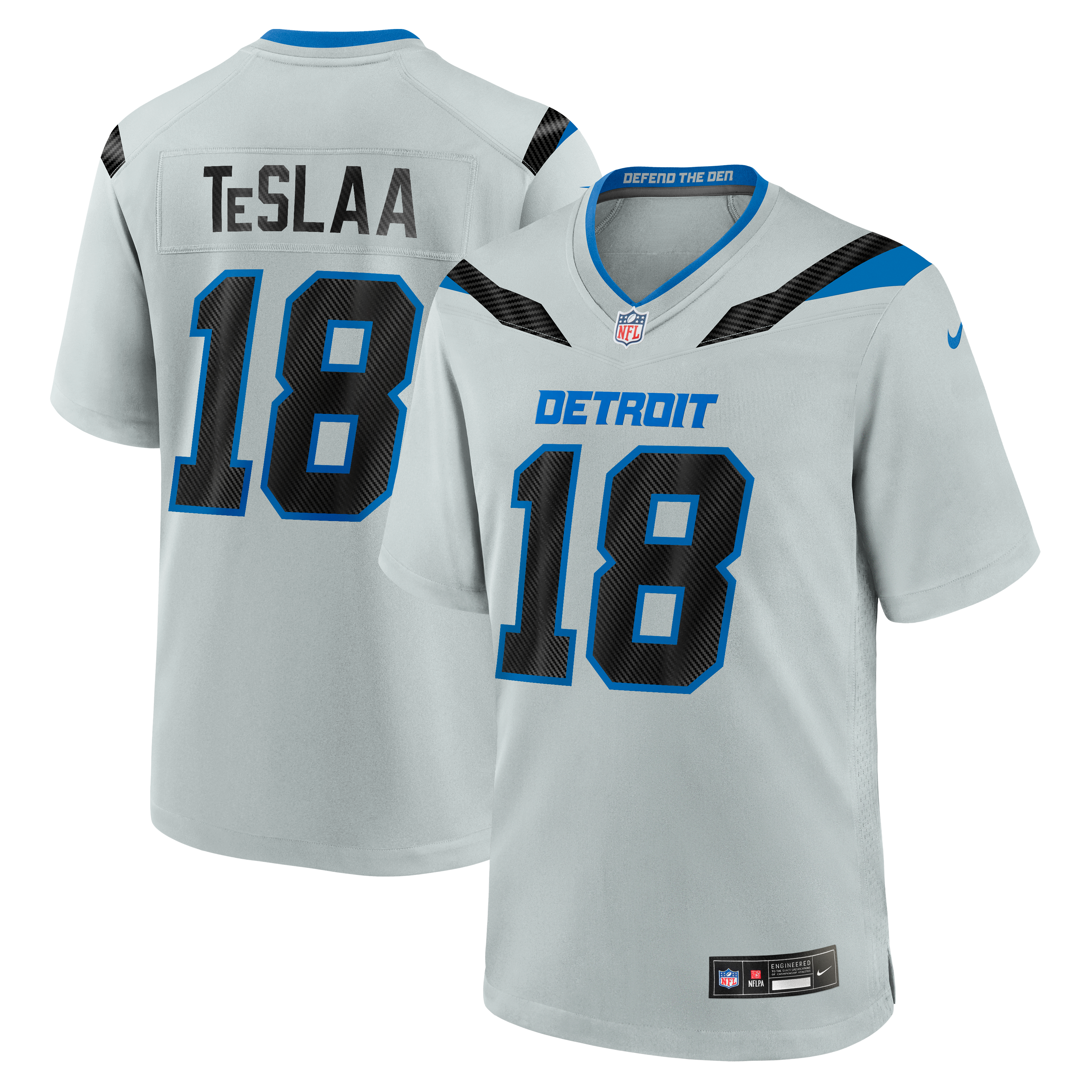 Men's Nike Isaac TeSlaa Silver Detroit Lions 2026 Rivalries Collection Game Jersey