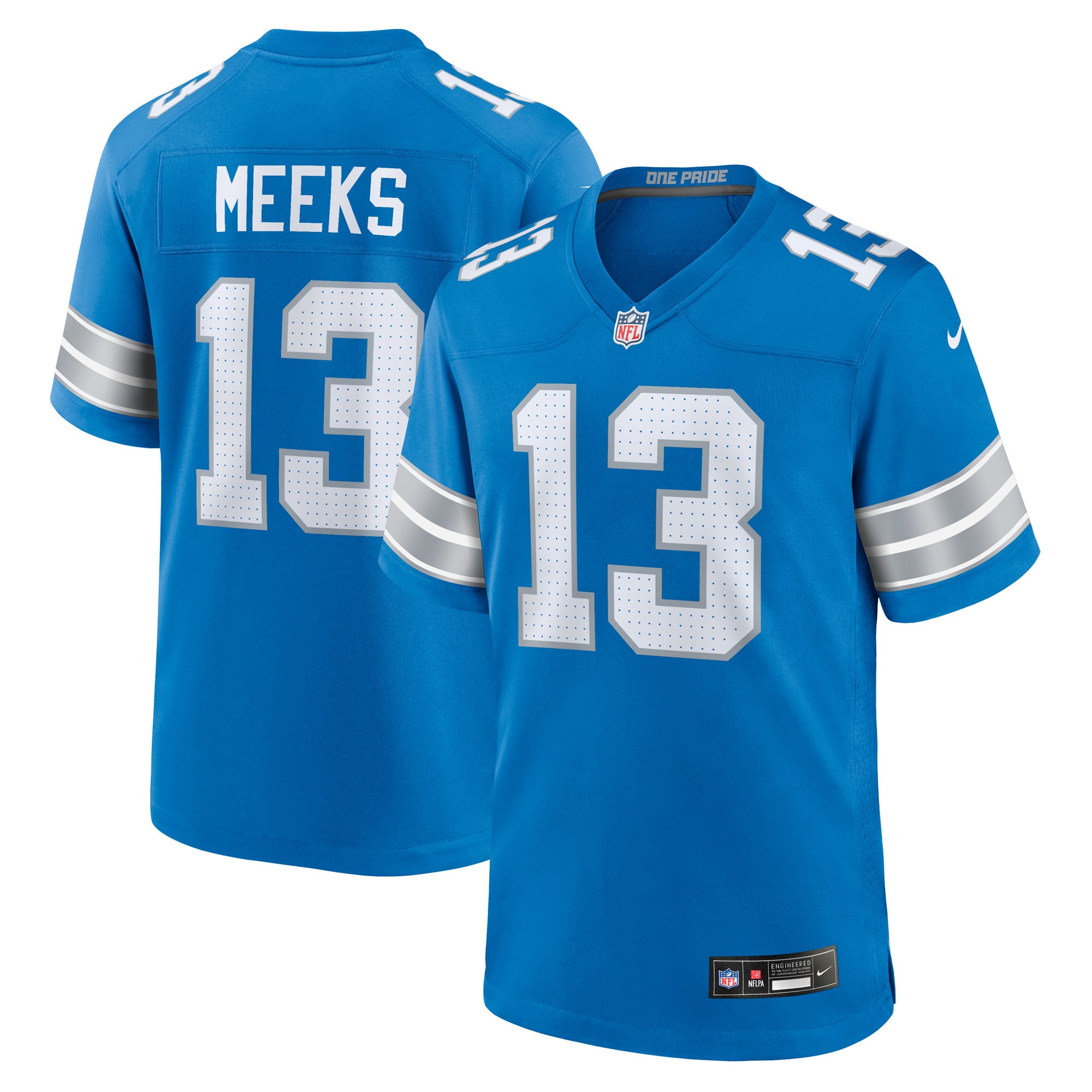 Maillot de match Nike Jackson Meeks bleu des Lions Détroit pour homme