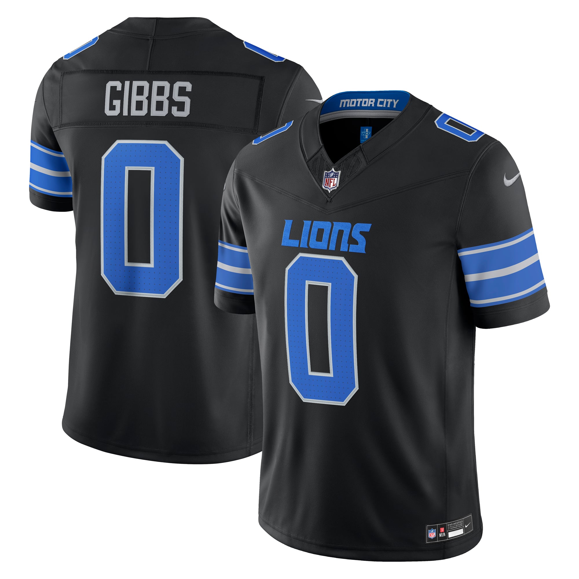 Men's Nike Jahmyr Gibbs Blue Detroit Lions Team Vapor F.U.S.E. Stitched Limited Jersey