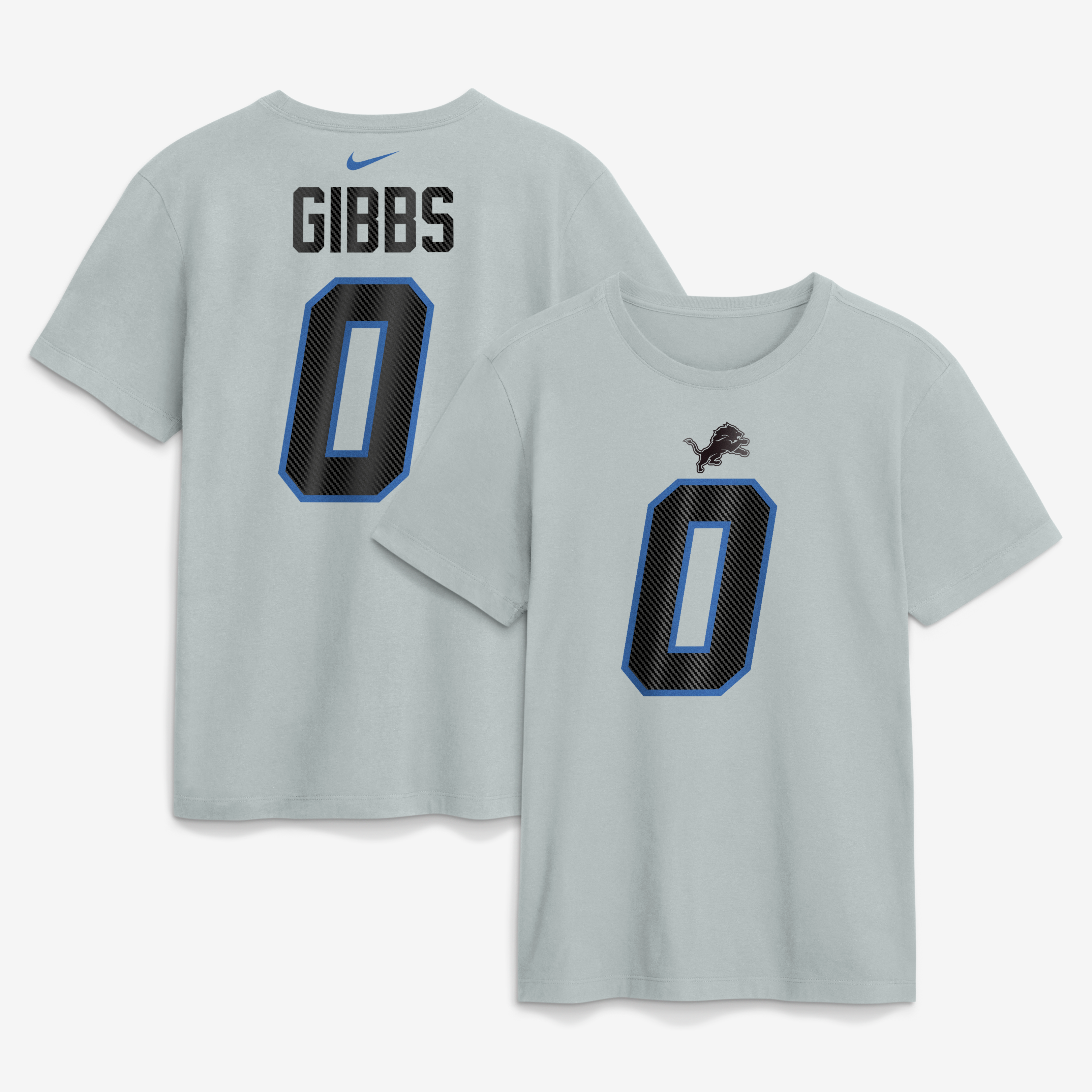 Men's Nike Jahmyr Gibbs Silver Detroit Lions 2026 Rivalries Collection Player Name & Number T-Shirt