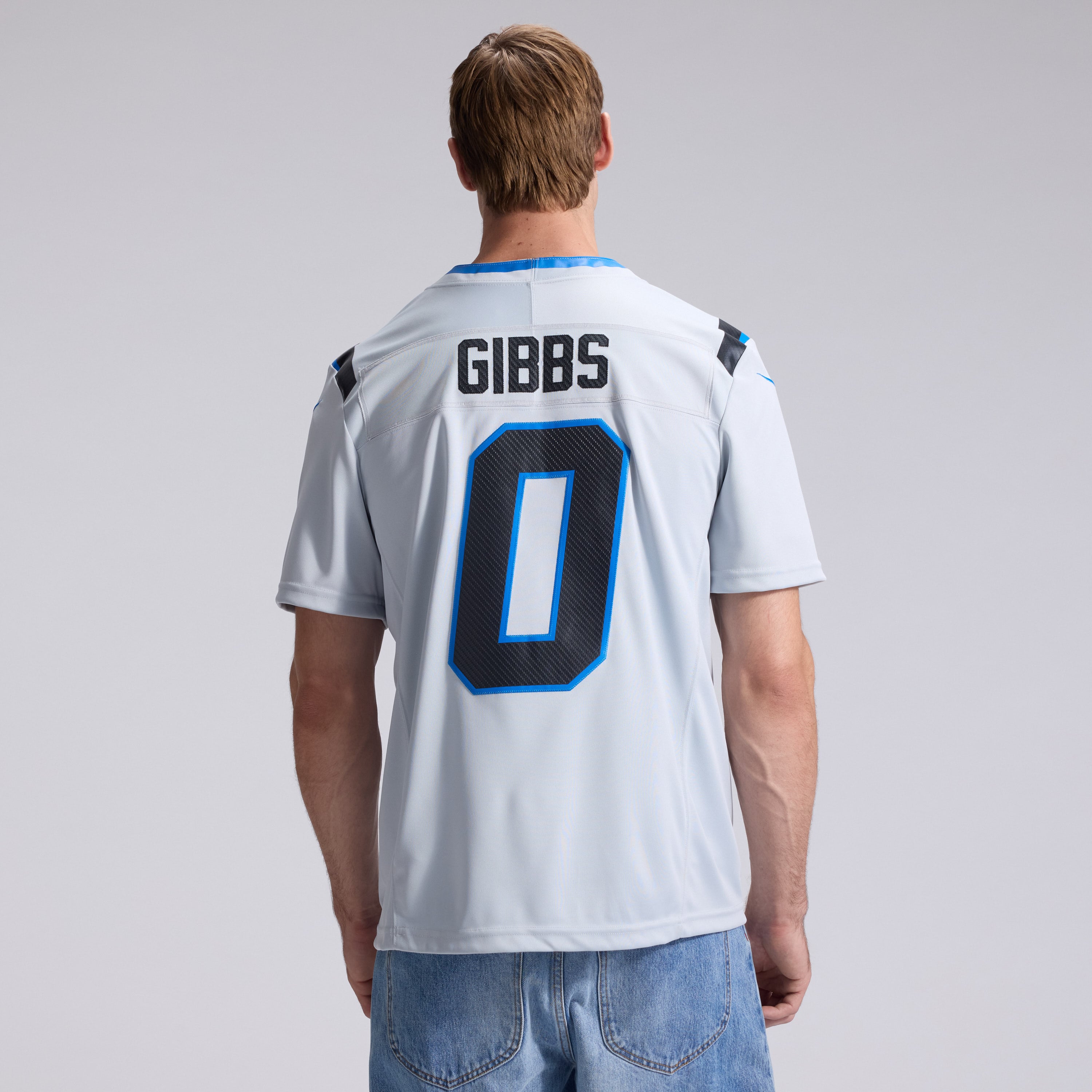 Men's Nike Jahmyr Gibbs Silver Detroit Lions 2026 Rivalries Collection Stitched Limited Jersey