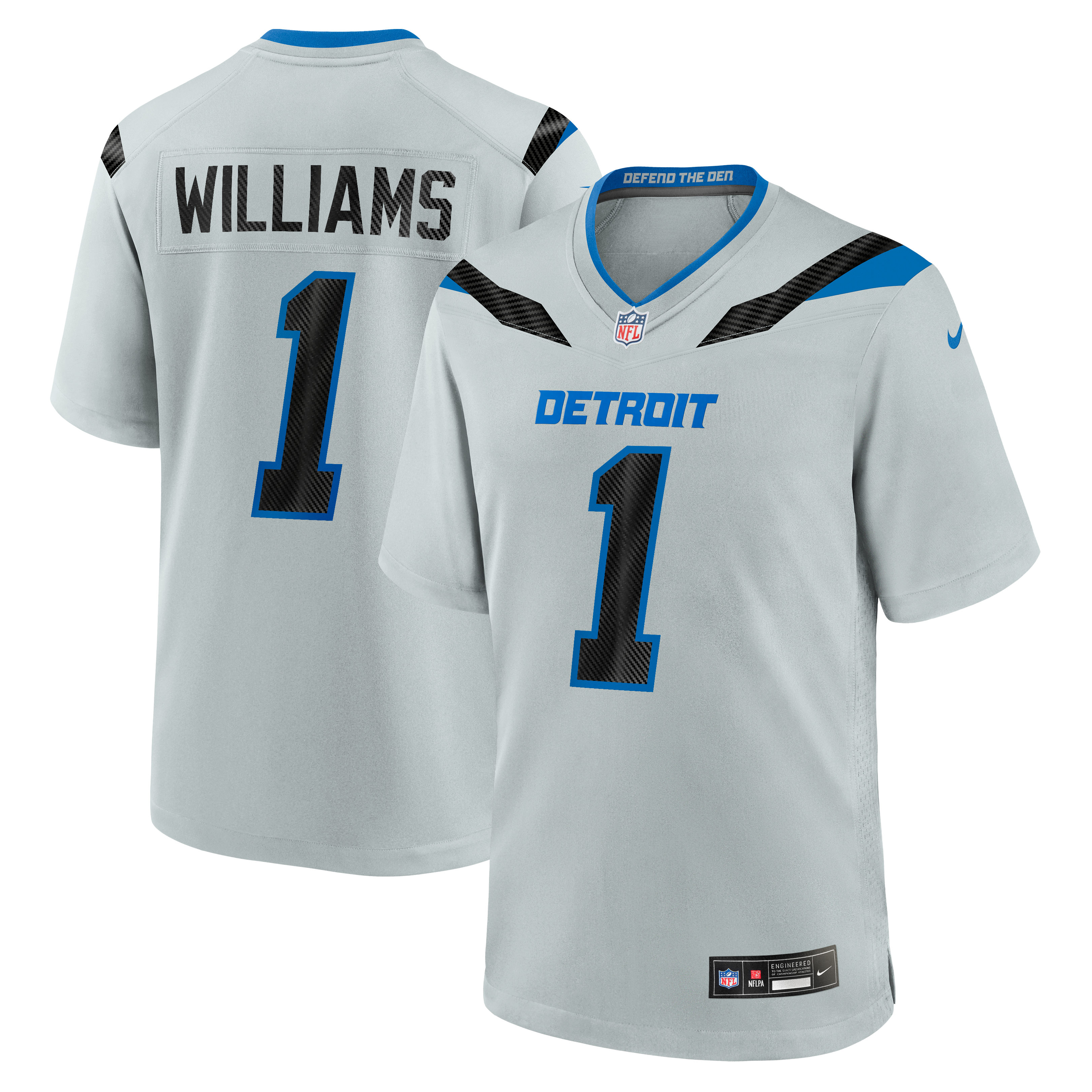 Men's Nike Jameson Williams Silver Detroit Lions 2026 Rivalries Collection Game Jersey