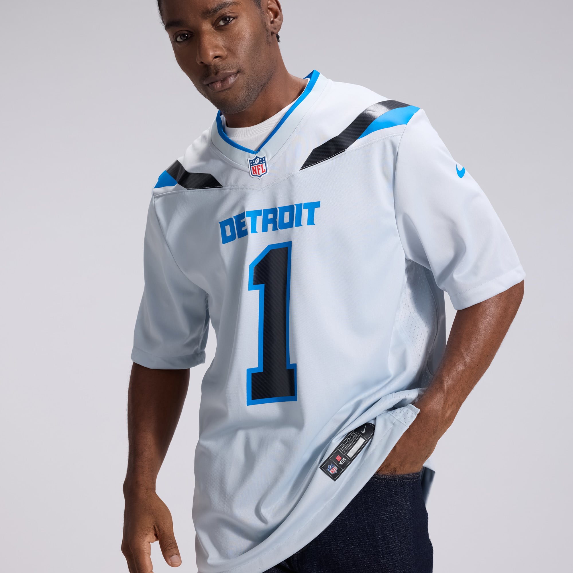 Men's Nike Jameson Williams Silver Detroit Lions 2026 Rivalries Collection Game Jersey