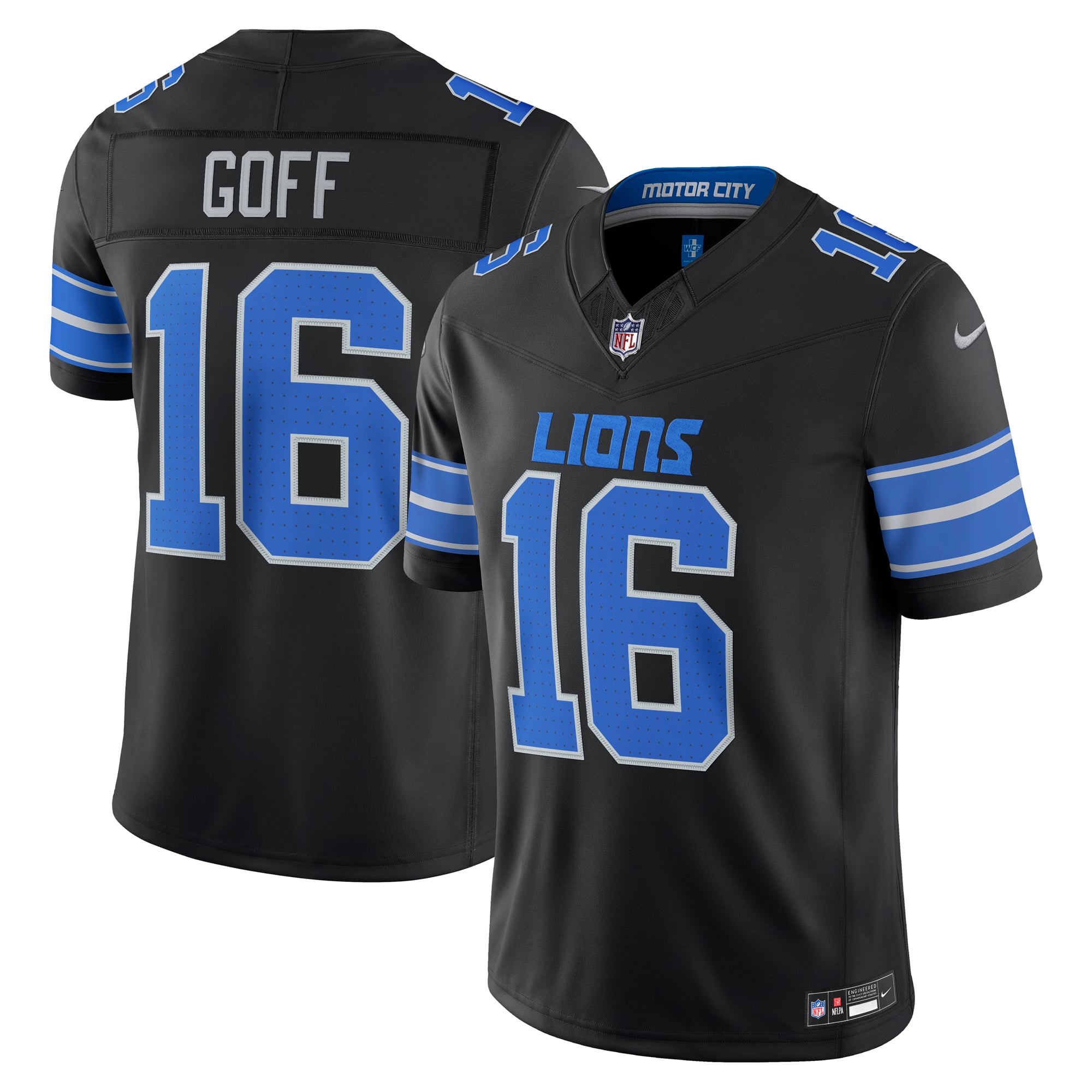 Men's Nike Jared Goff Blue Detroit Lions Team Vapor F.U.S.E. Stitched Limited Jersey