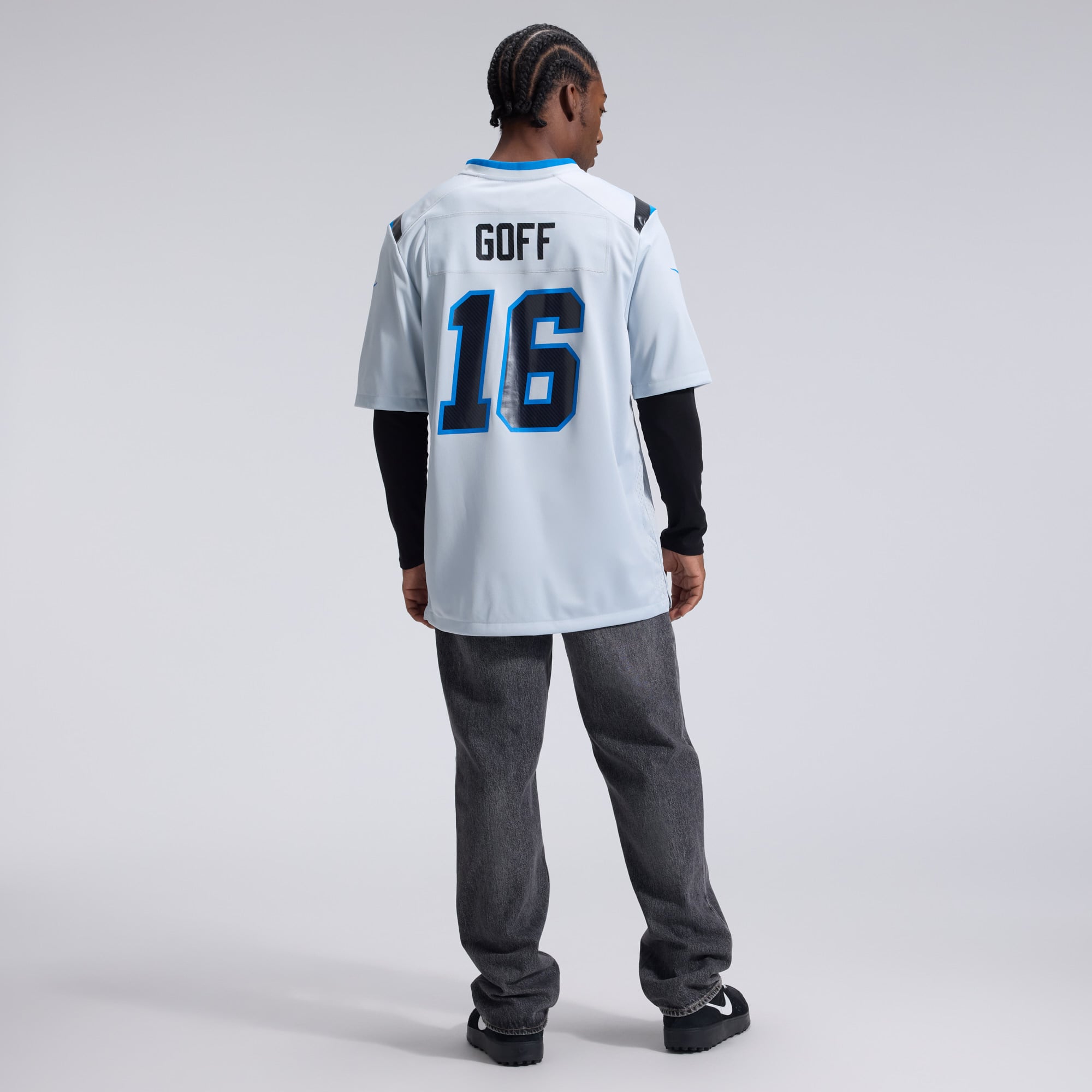 Men's Nike Jared Goff Silver Detroit Lions 2026 Rivalries Collection Game Jersey