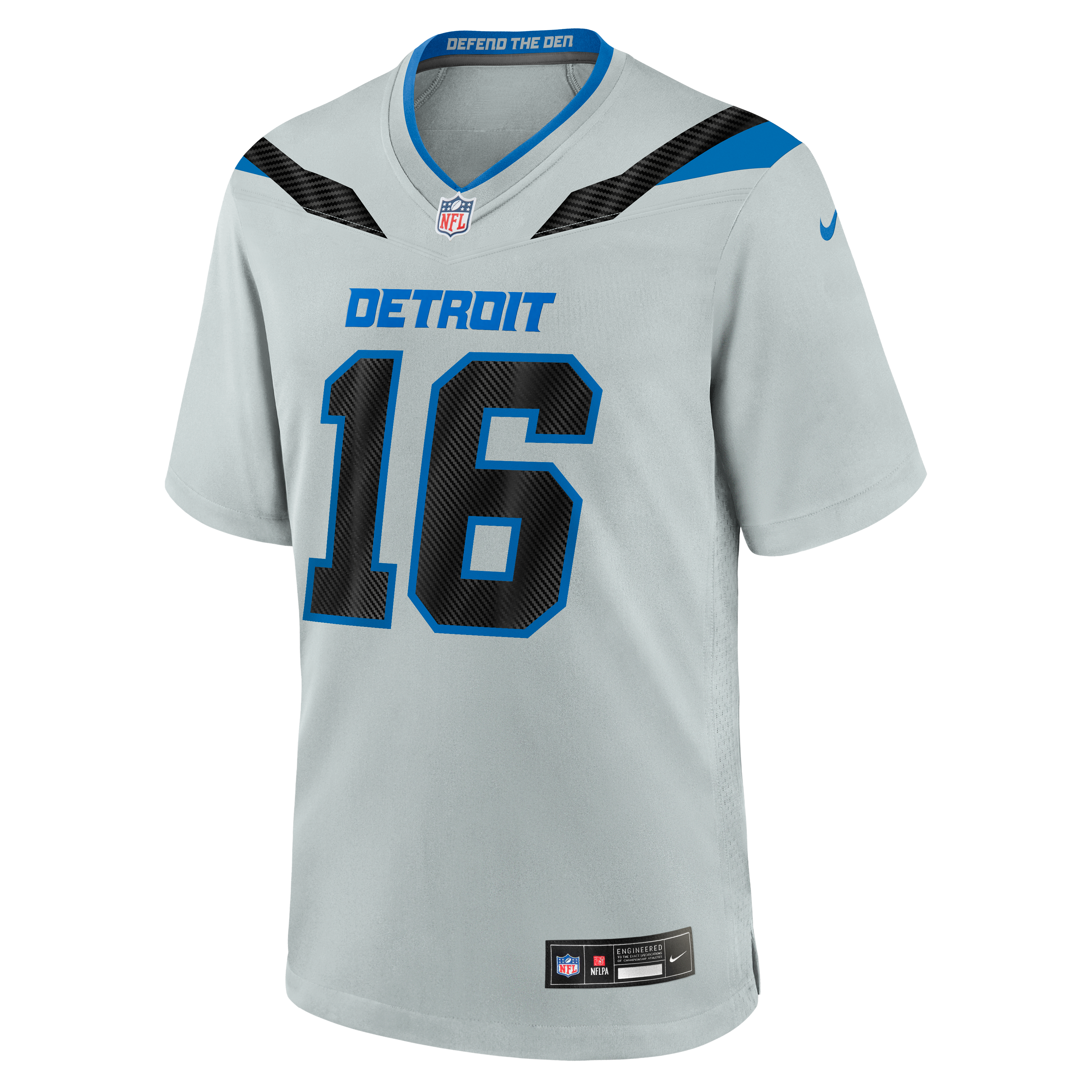 Men's Nike Jared Goff Silver Detroit Lions 2026 Rivalries Collection Game Jersey