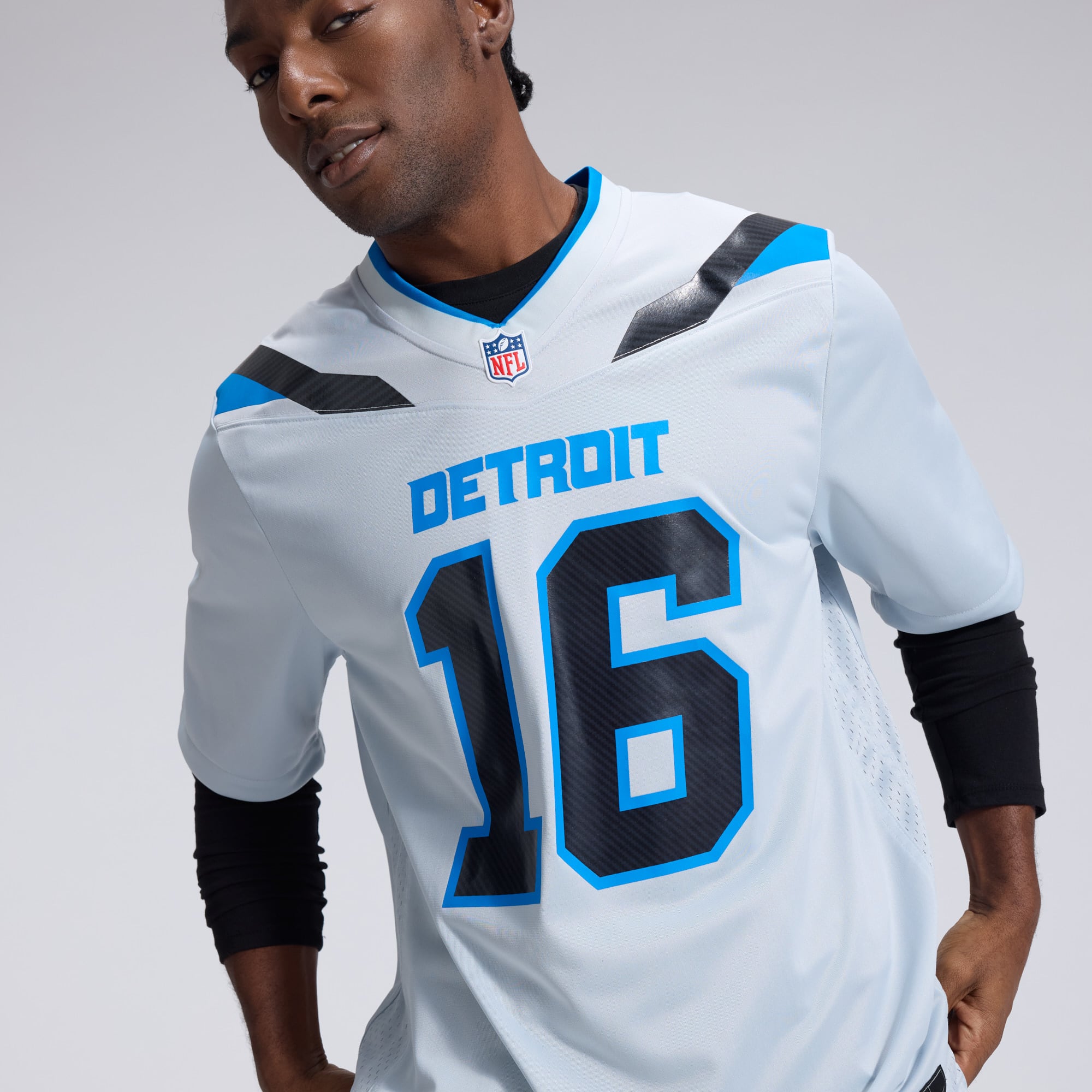 Men's Nike Jared Goff Silver Detroit Lions 2026 Rivalries Collection Game Jersey