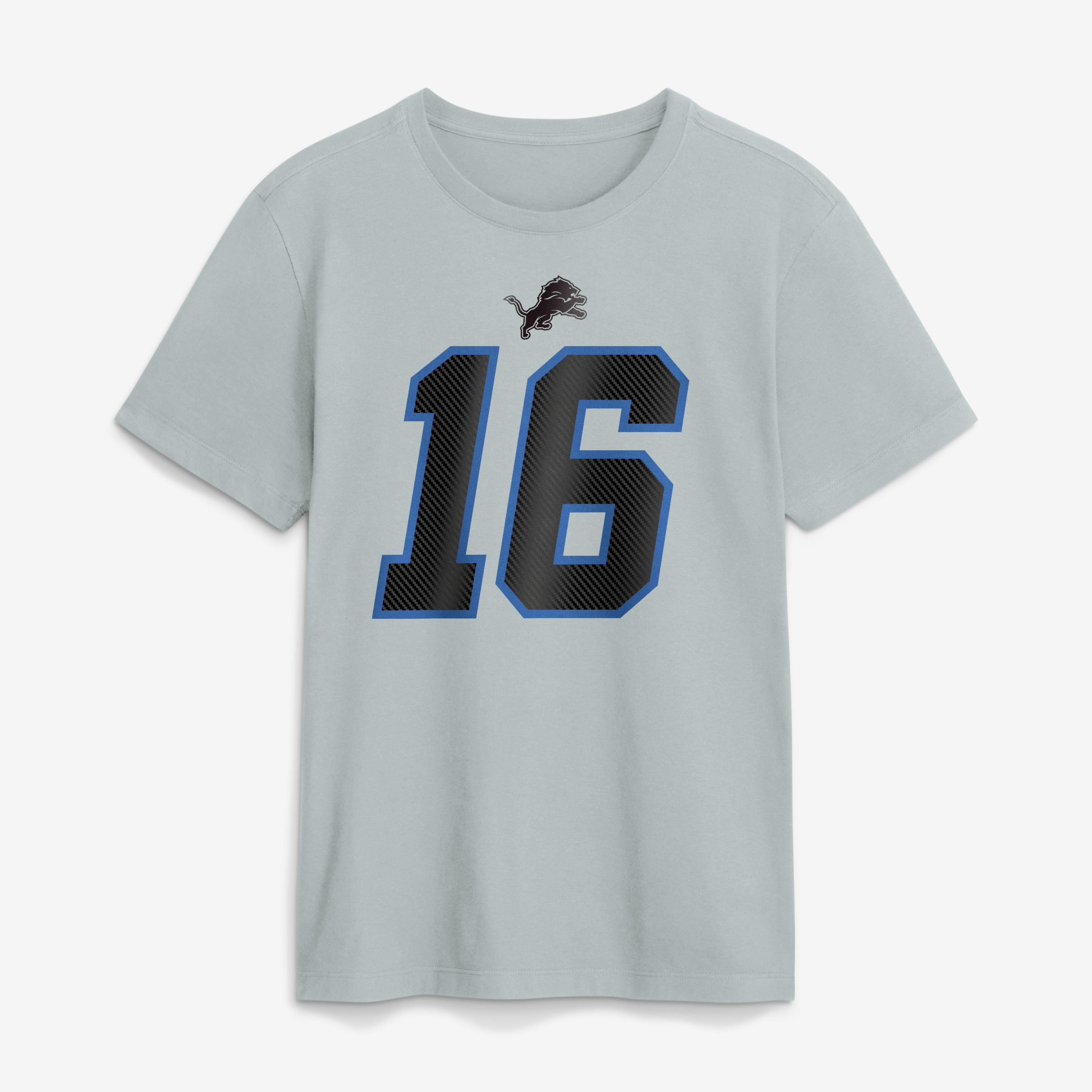 Men's Nike Jared Goff Silver Detroit Lions 2026 Rivalries Collection Player Name & Number T-Shirt
