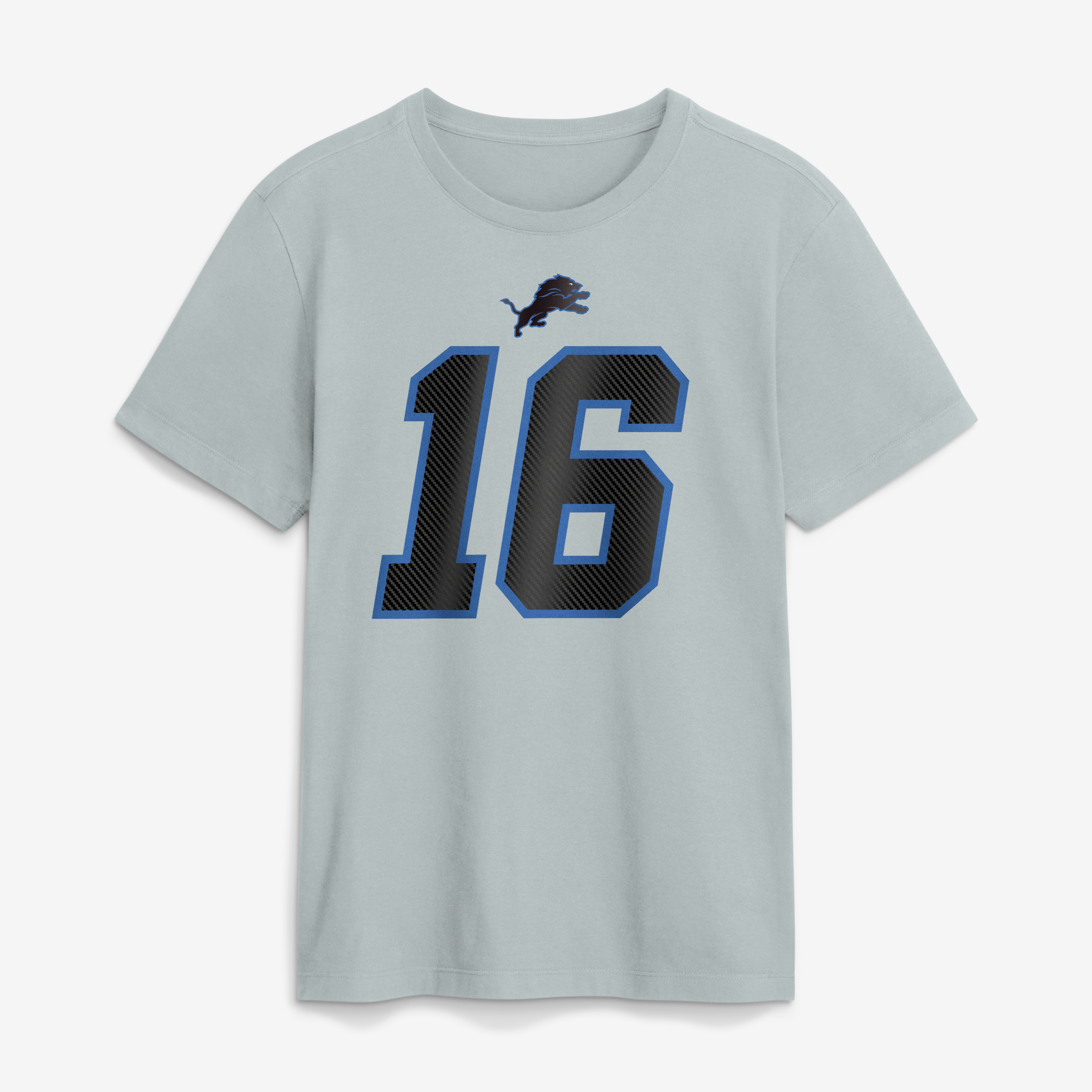 Men's Nike Jared Goff Silver Detroit Lions 2026 Rivalries Collection Player Name & Number T-Shirt