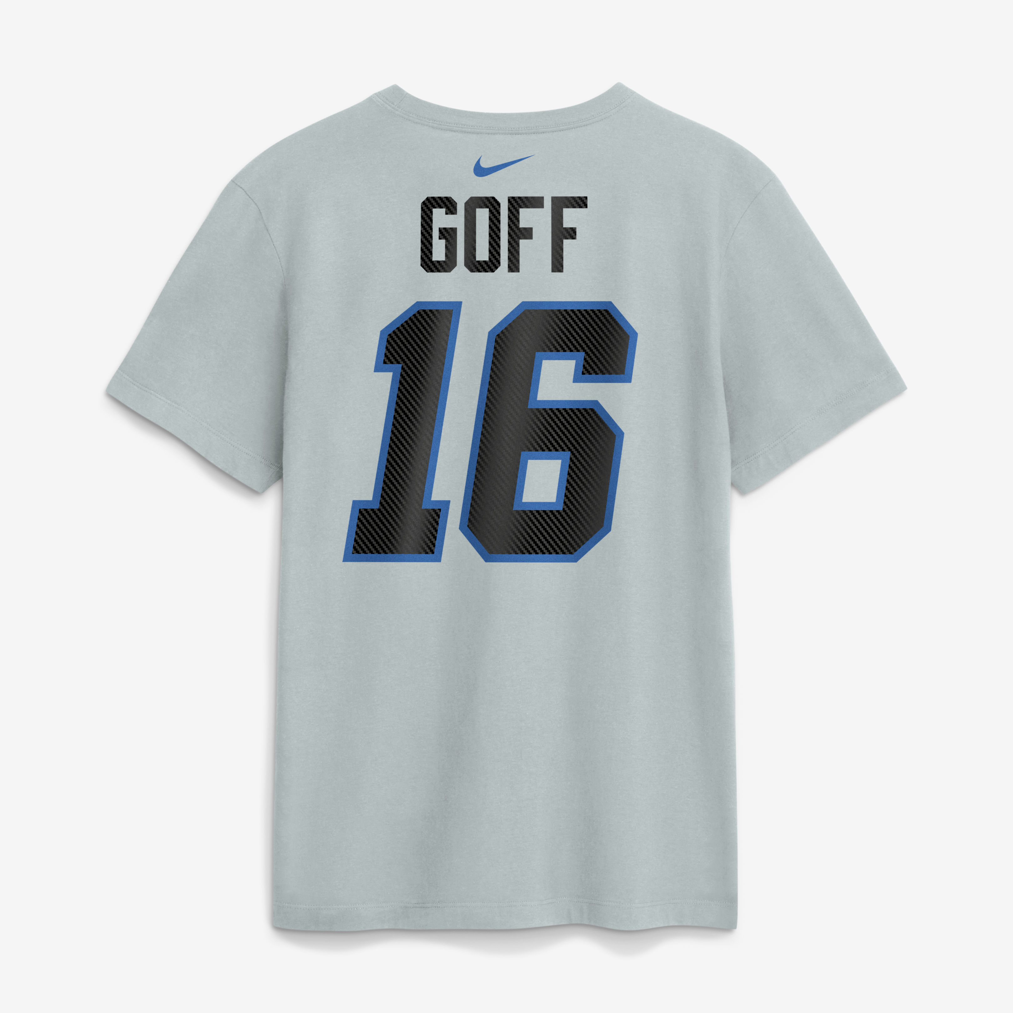 Men's Nike Jared Goff Silver Detroit Lions 2026 Rivalries Collection Player Name & Number T-Shirt