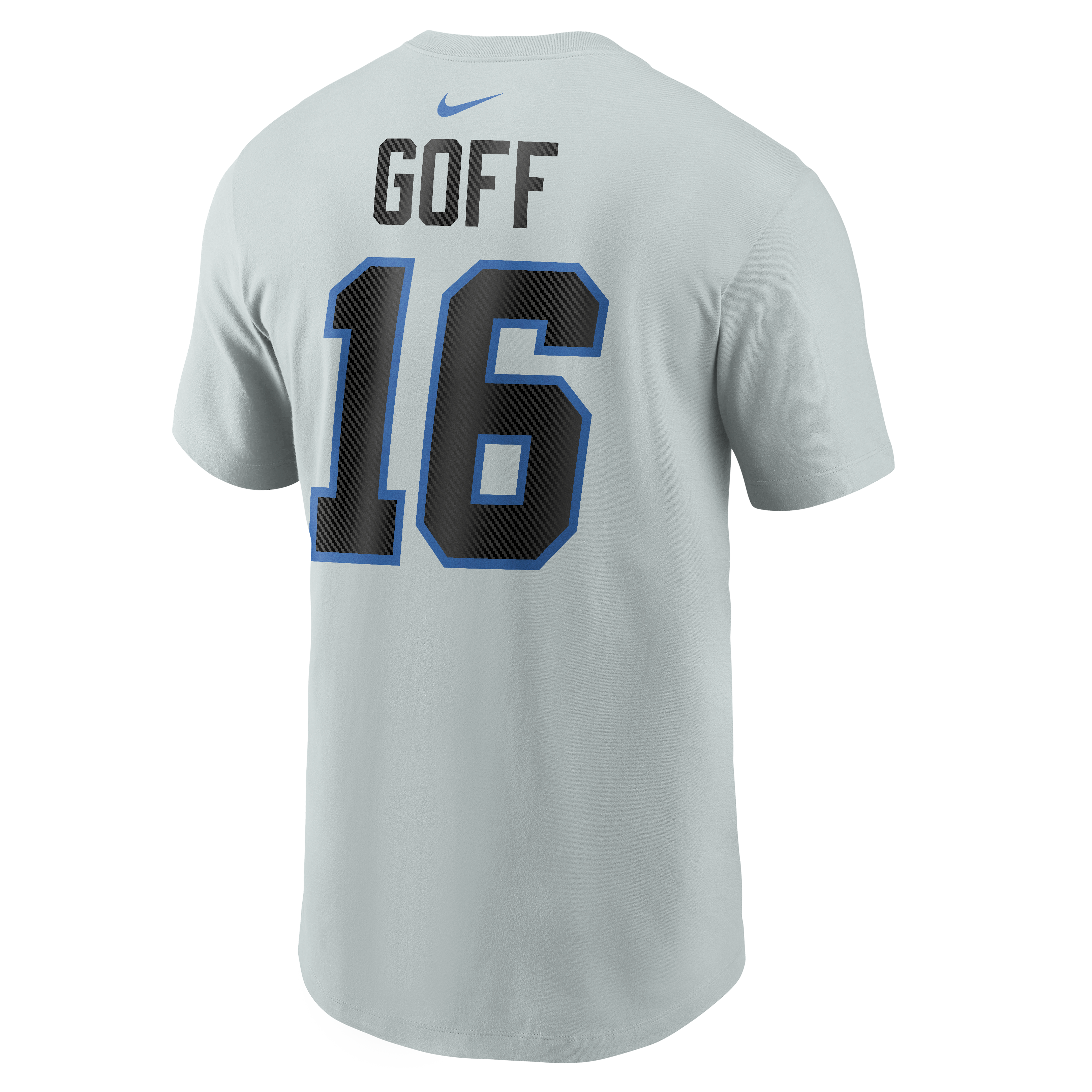 Men's Nike Jared Goff Silver Detroit Lions 2026 Rivalries Collection Player Name & Number T-Shirt