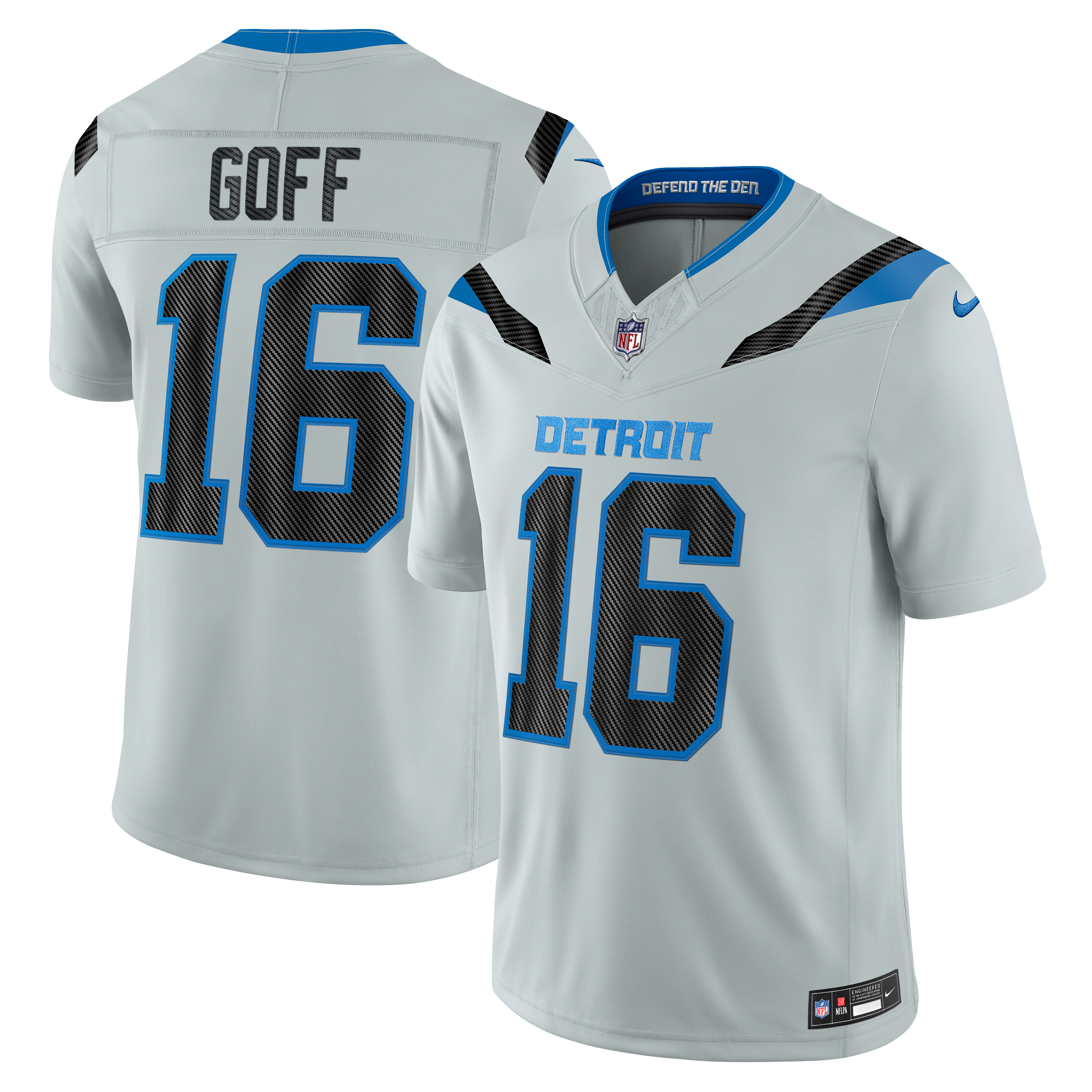 Men's Nike Jared Goff Silver Detroit Lions 2026 Rivalries Collection Stitched Limited Jersey